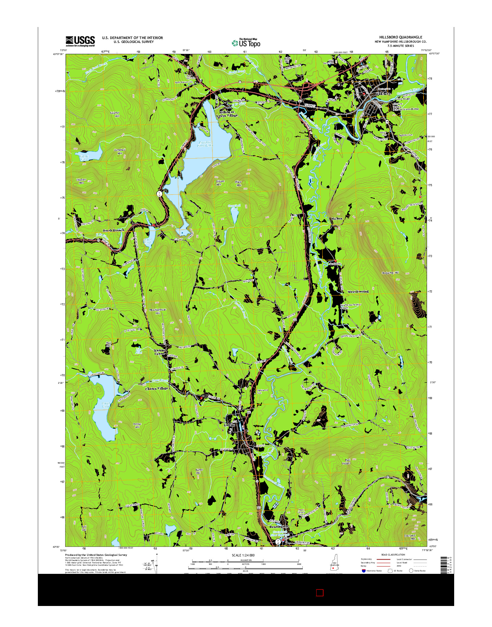 USGS US TOPO 7.5-MINUTE MAP FOR HILLSBORO, NH 2015