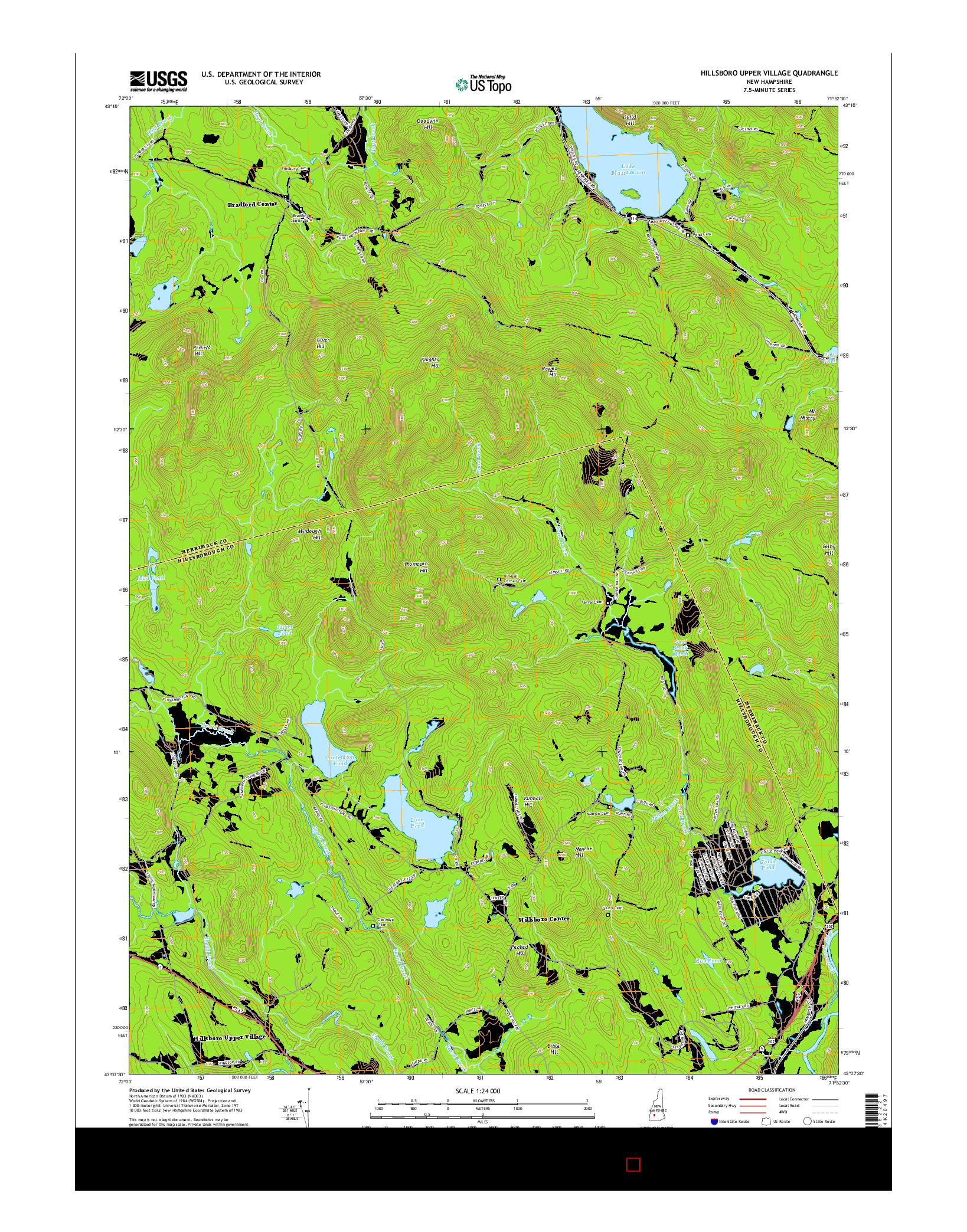 USGS US TOPO 7.5-MINUTE MAP FOR HILLSBORO UPPER VILLAGE, NH 2015