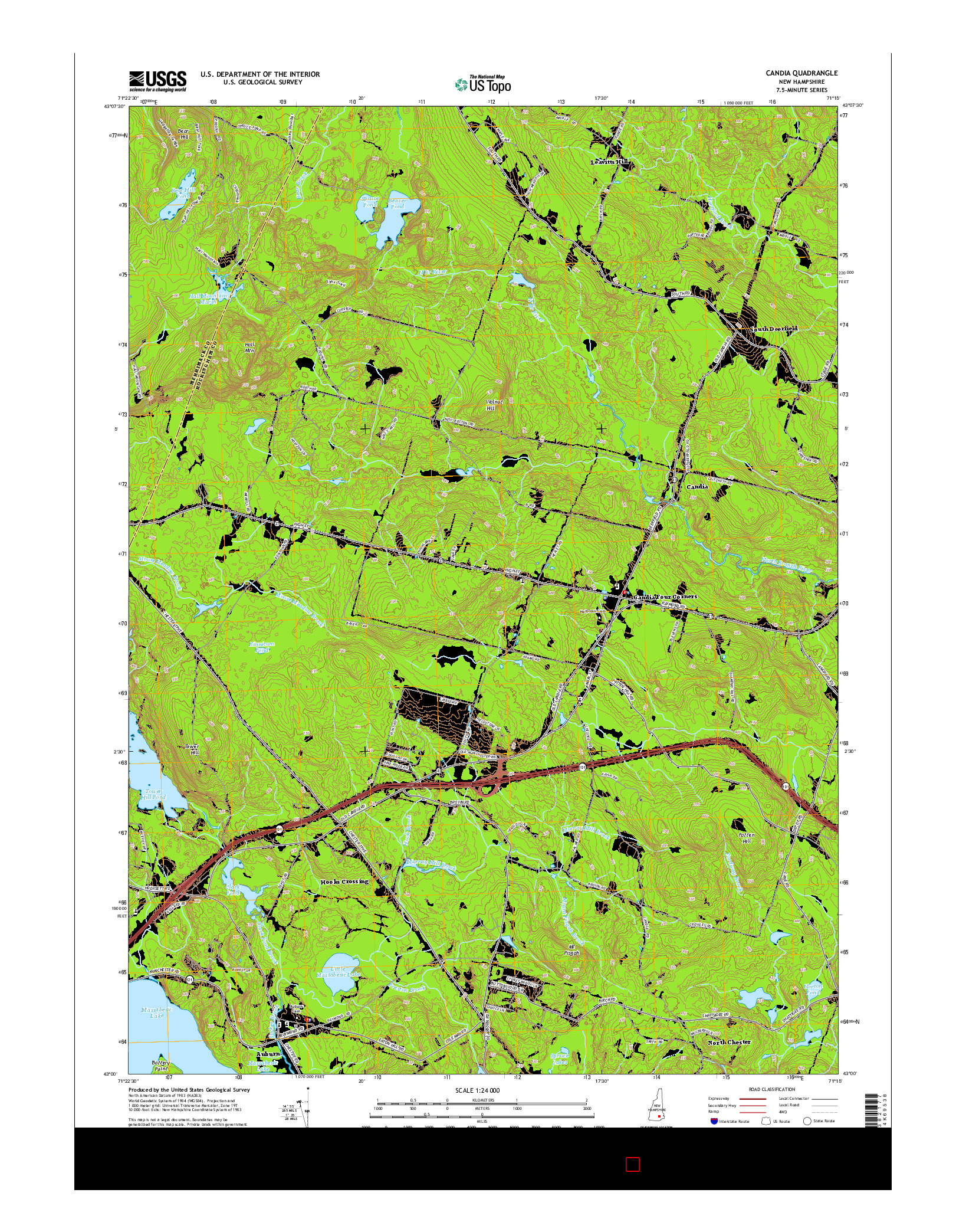 USGS US TOPO 7.5-MINUTE MAP FOR CANDIA, NH 2015
