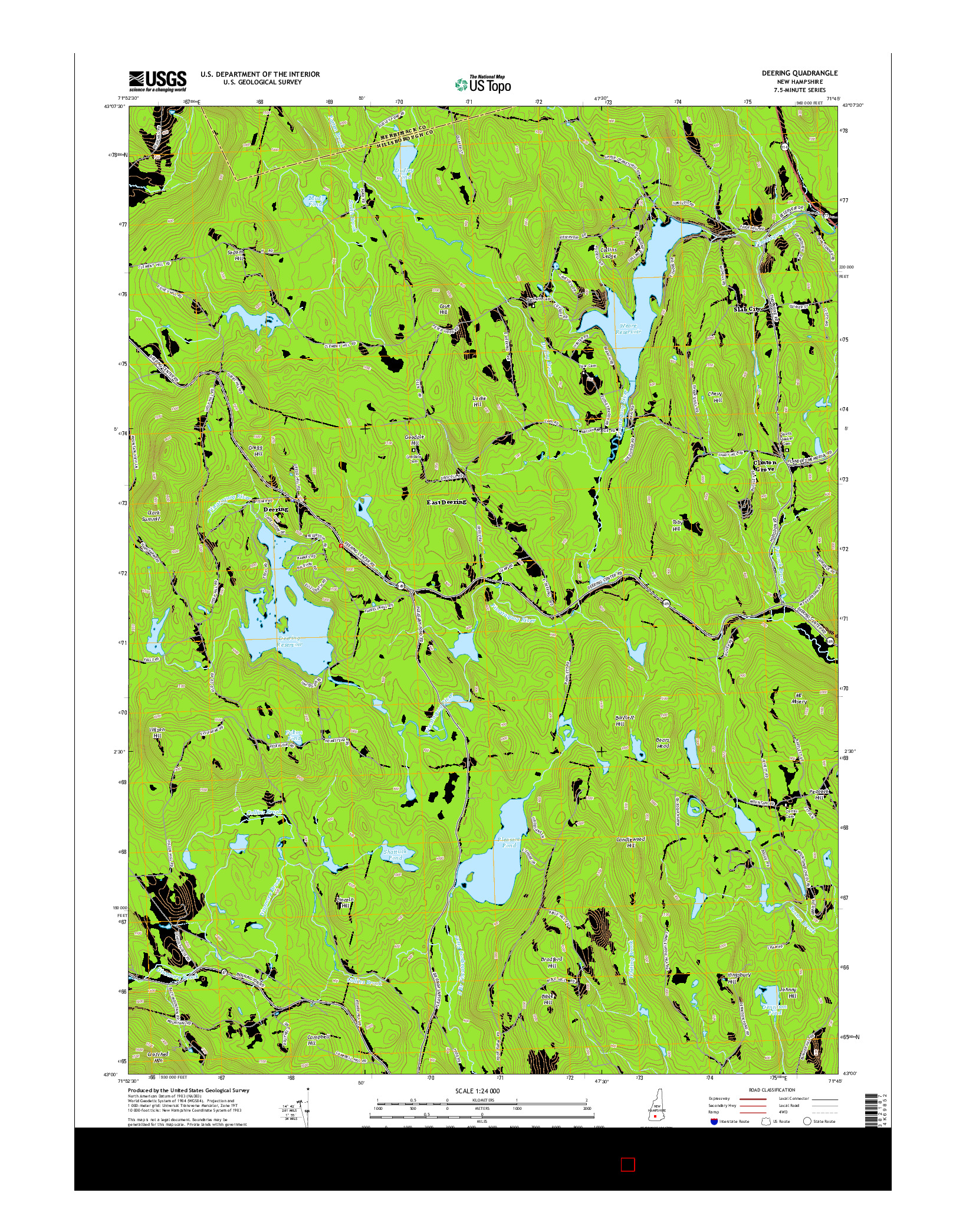 USGS US TOPO 7.5-MINUTE MAP FOR DEERING, NH 2015