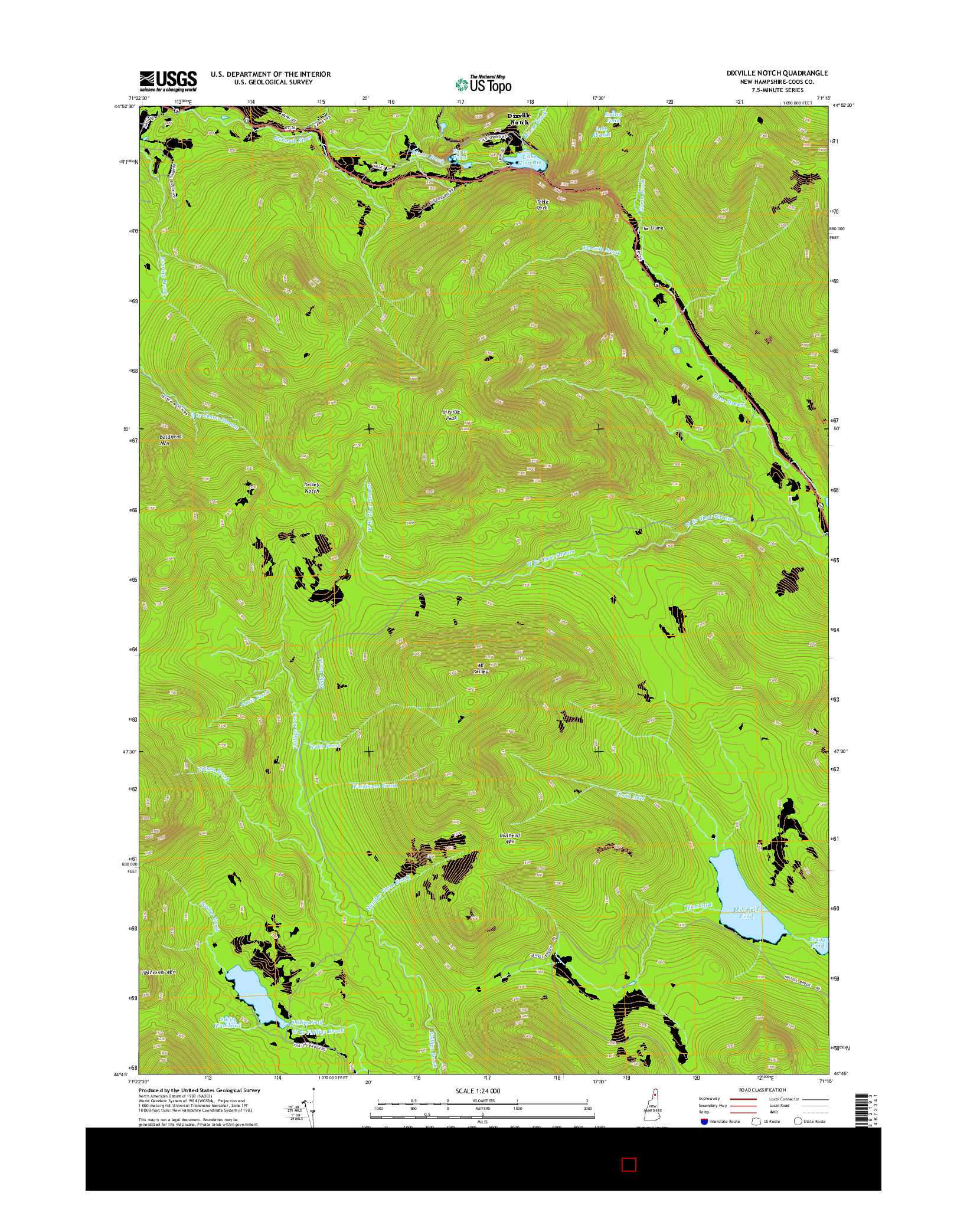 USGS US TOPO 7.5-MINUTE MAP FOR DIXVILLE NOTCH, NH 2015