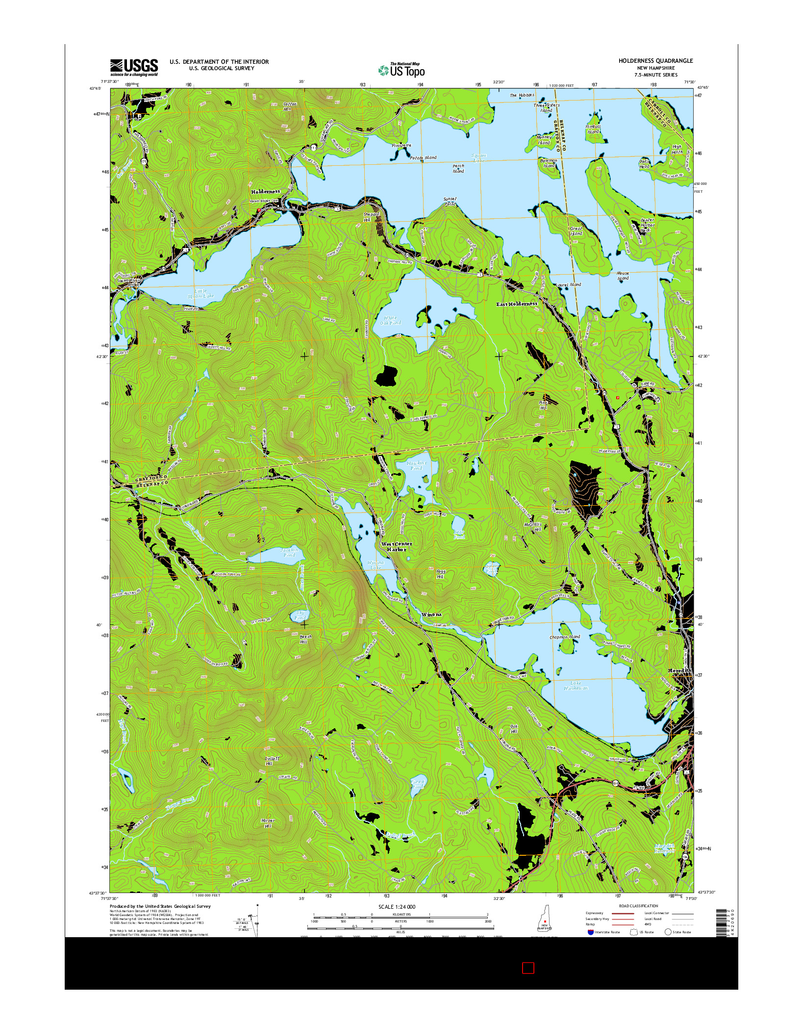 USGS US TOPO 7.5-MINUTE MAP FOR HOLDERNESS, NH 2015