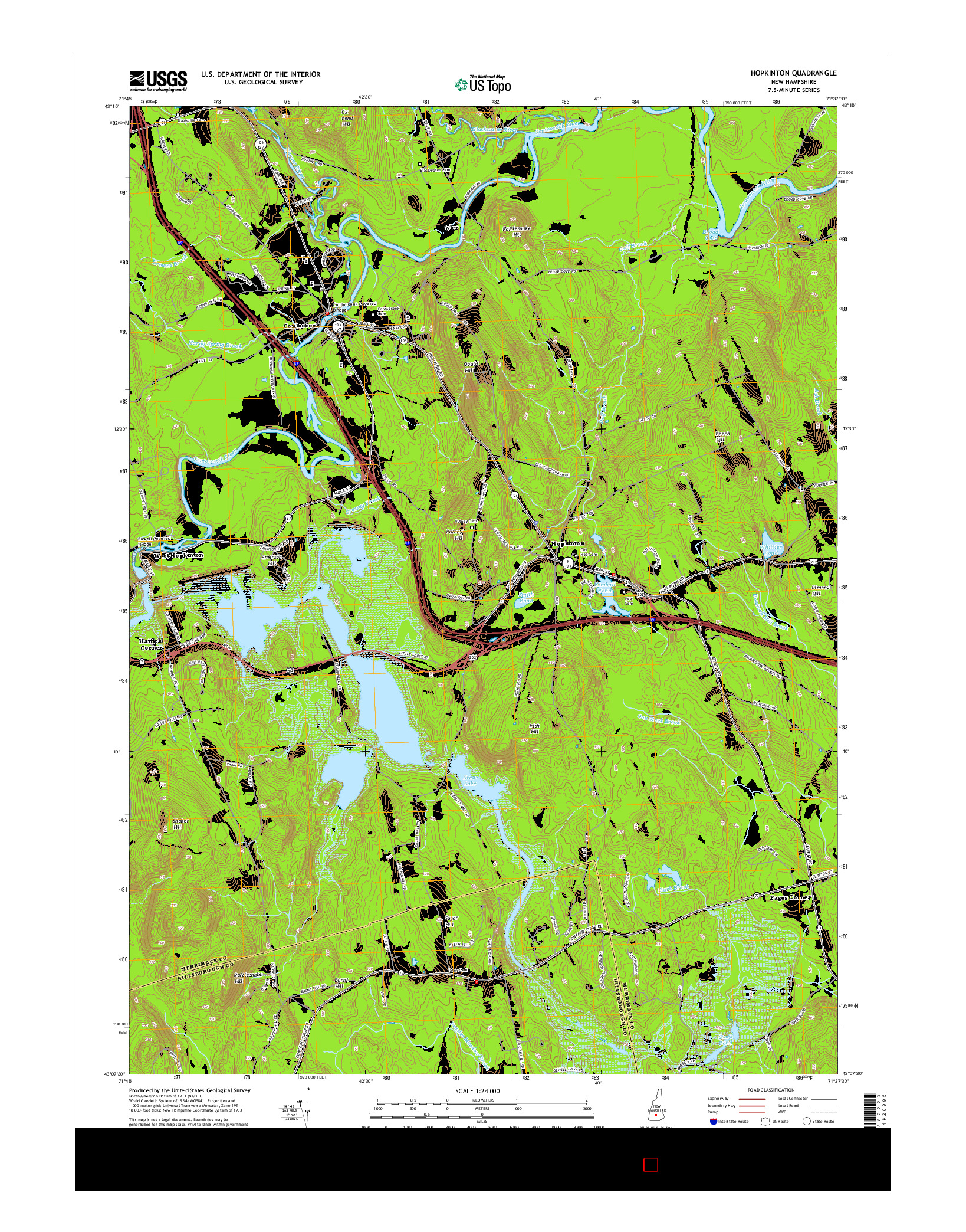 USGS US TOPO 7.5-MINUTE MAP FOR HOPKINTON, NH 2015