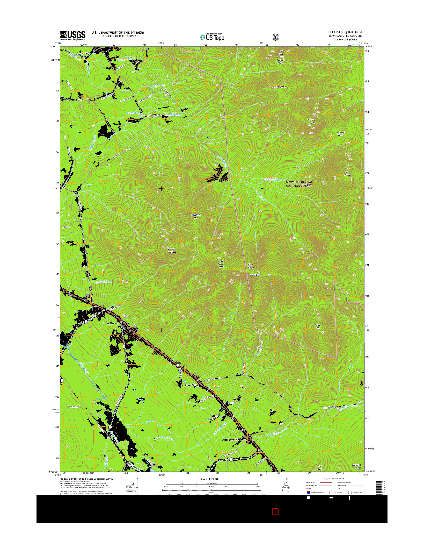 USGS US TOPO 7.5-MINUTE MAP FOR JEFFERSON, NH 2015