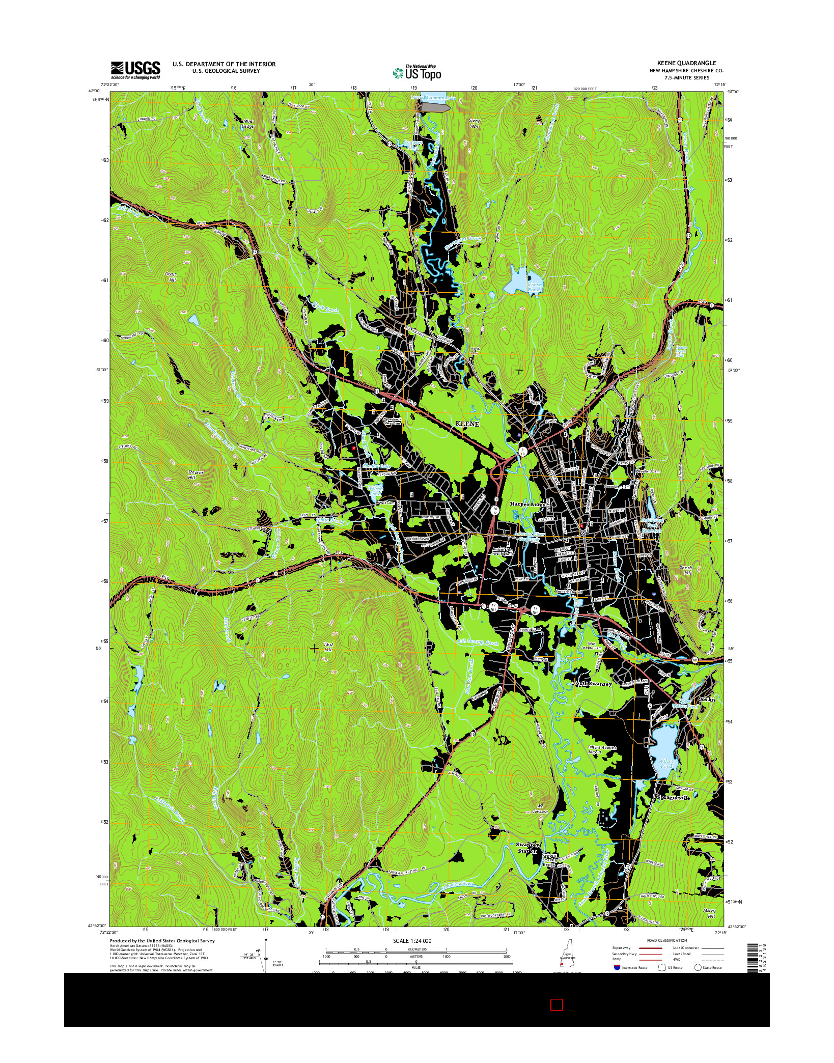 USGS US TOPO 7.5-MINUTE MAP FOR KEENE, NH 2015