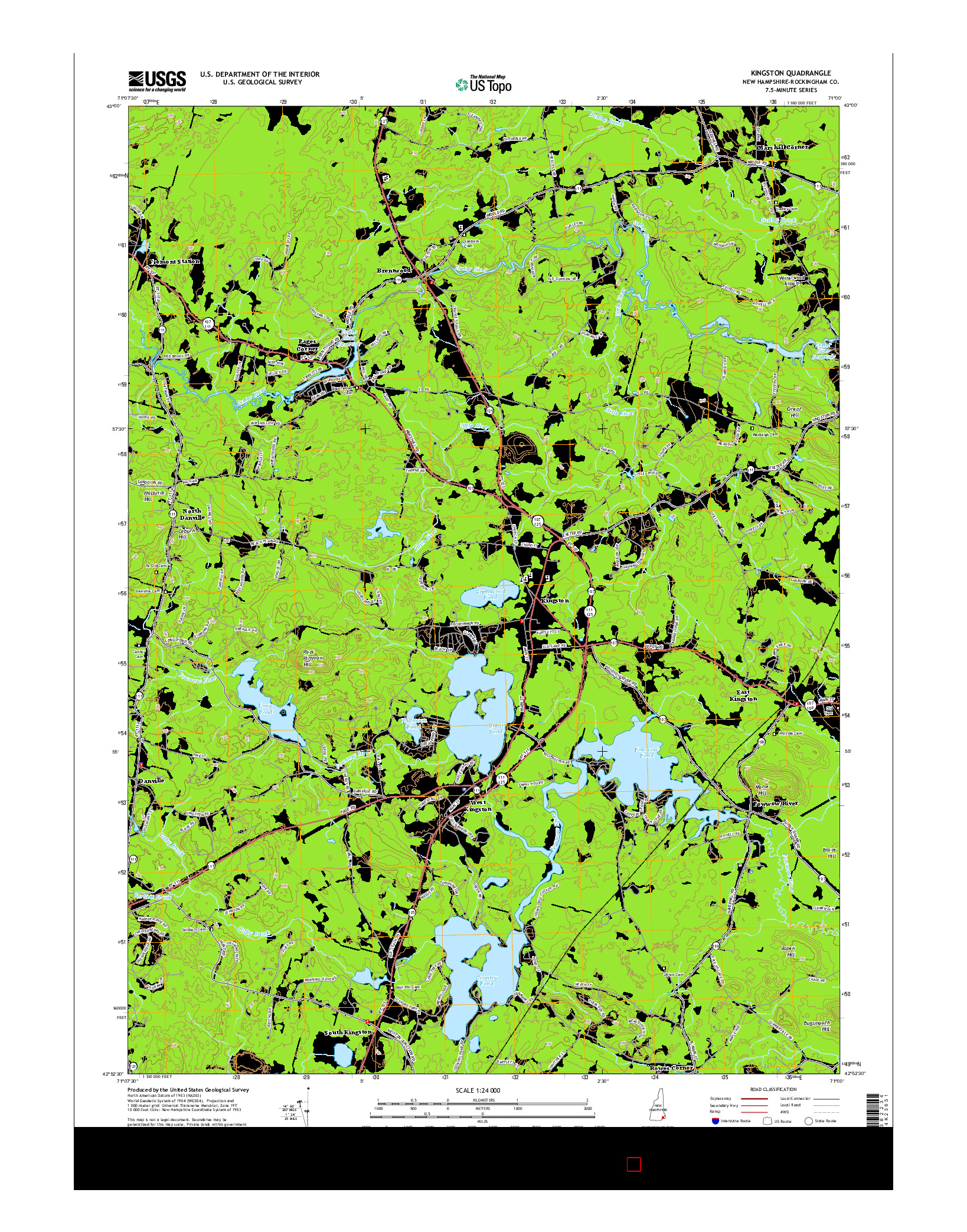 USGS US TOPO 7.5-MINUTE MAP FOR KINGSTON, NH 2015