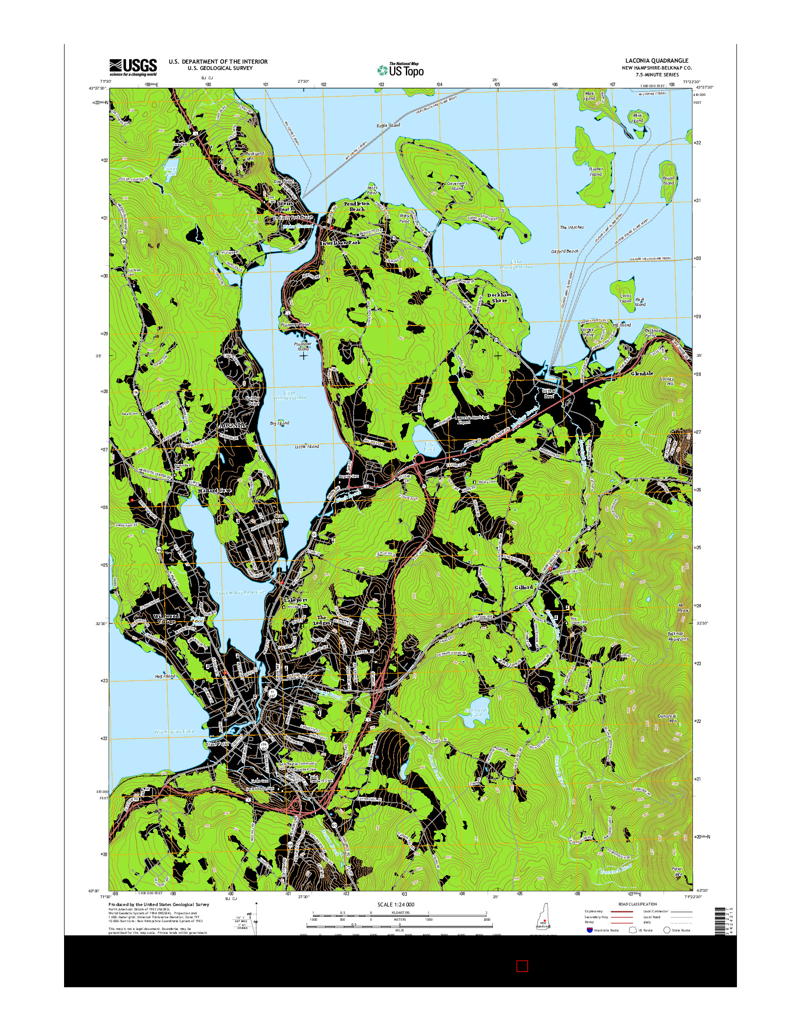 USGS US TOPO 7.5-MINUTE MAP FOR LACONIA, NH 2015