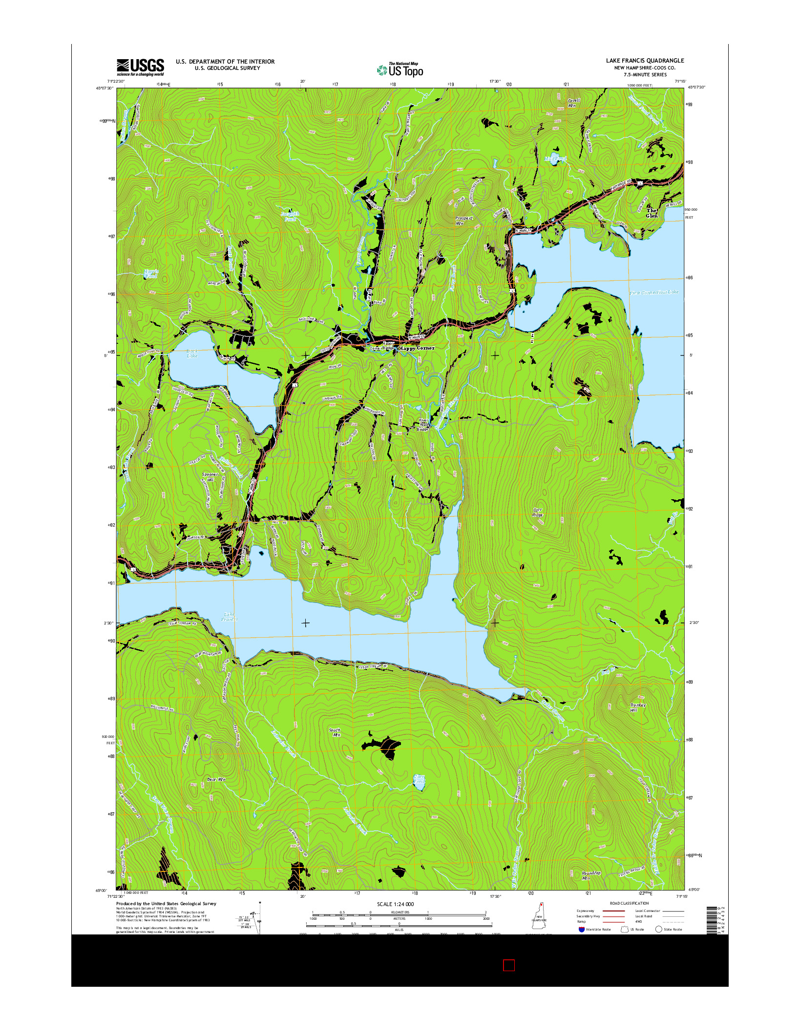 USGS US TOPO 7.5-MINUTE MAP FOR LAKE FRANCIS, NH 2015
