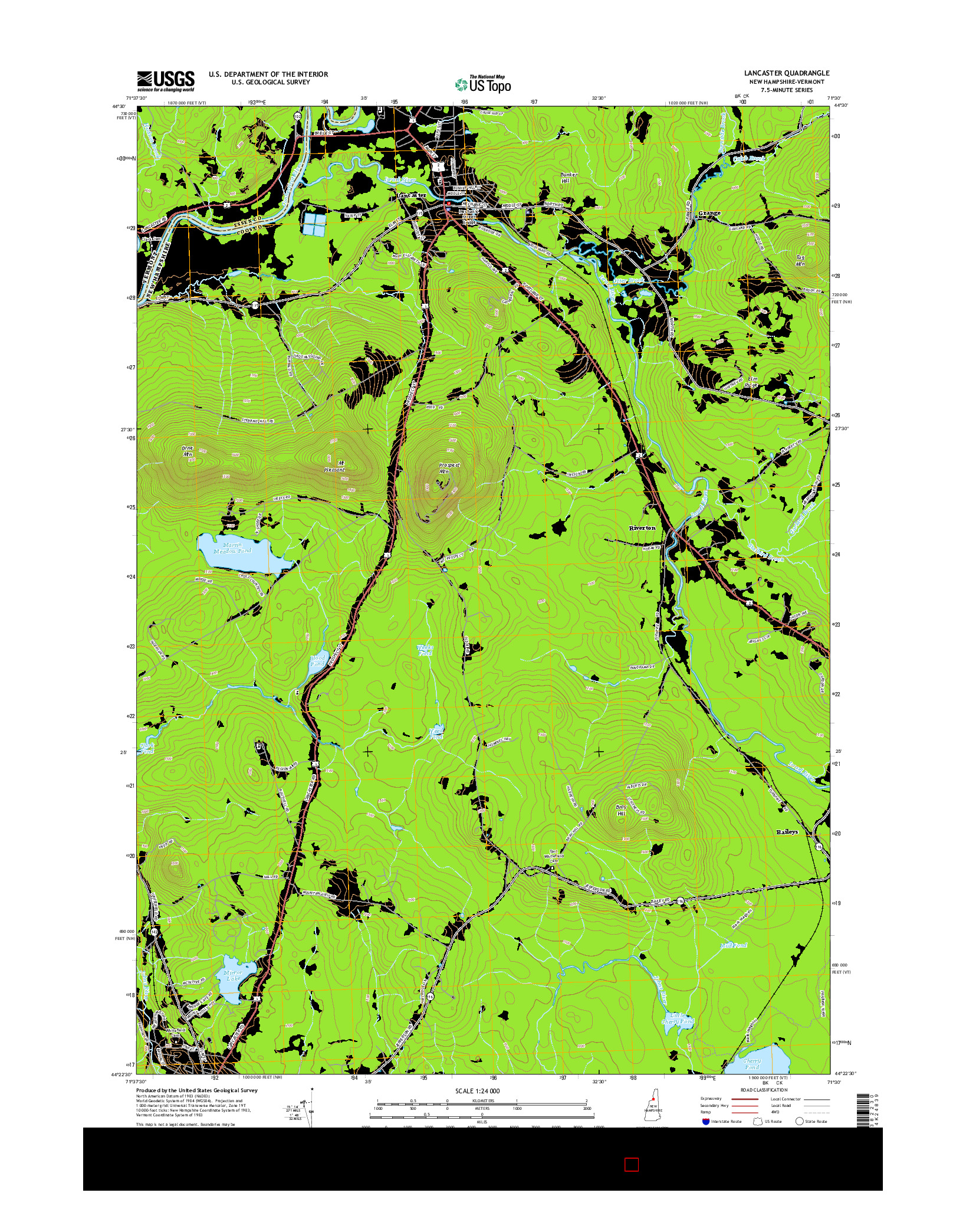 USGS US TOPO 7.5-MINUTE MAP FOR LANCASTER, NH-VT 2015