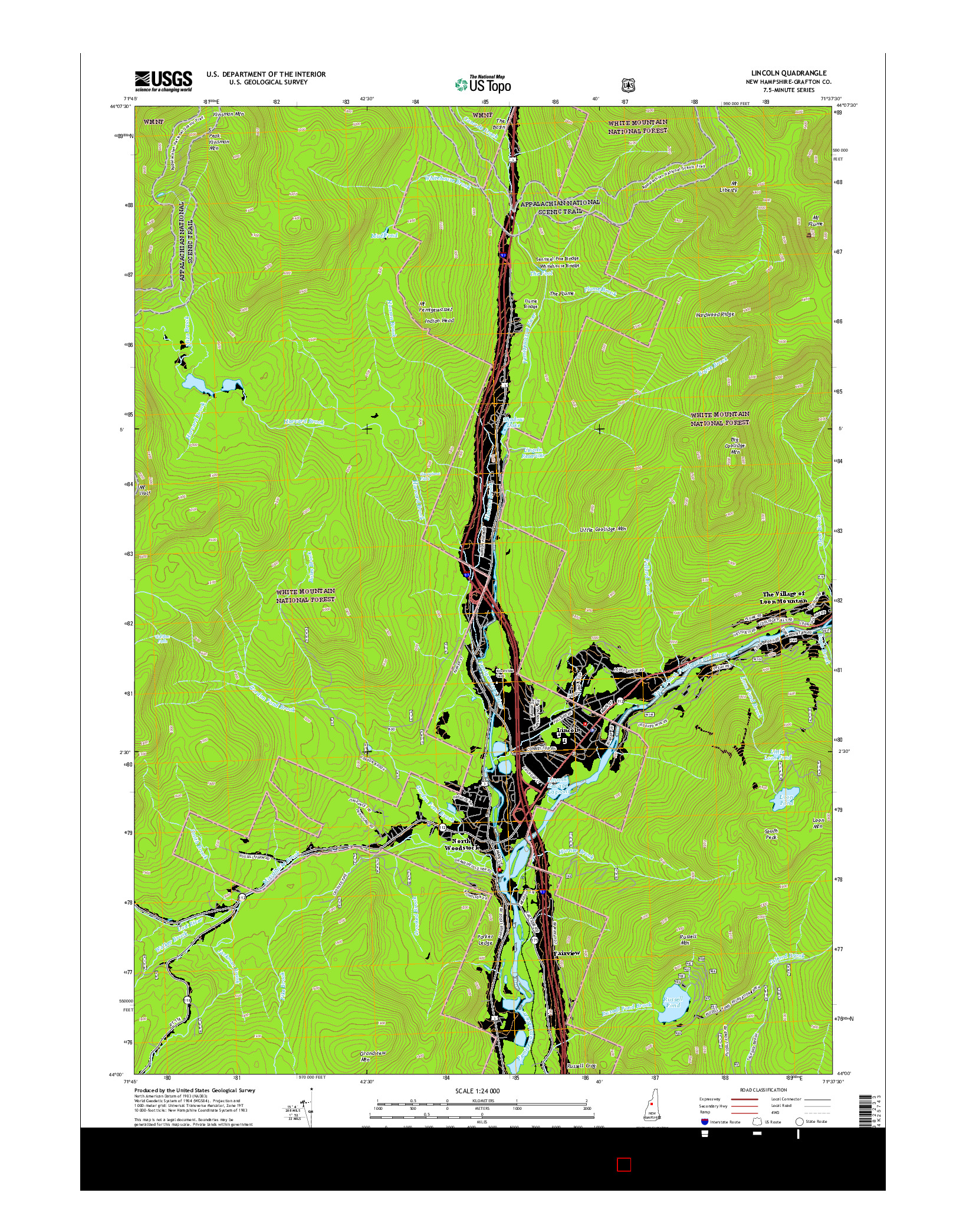 USGS US TOPO 7.5-MINUTE MAP FOR LINCOLN, NH 2015