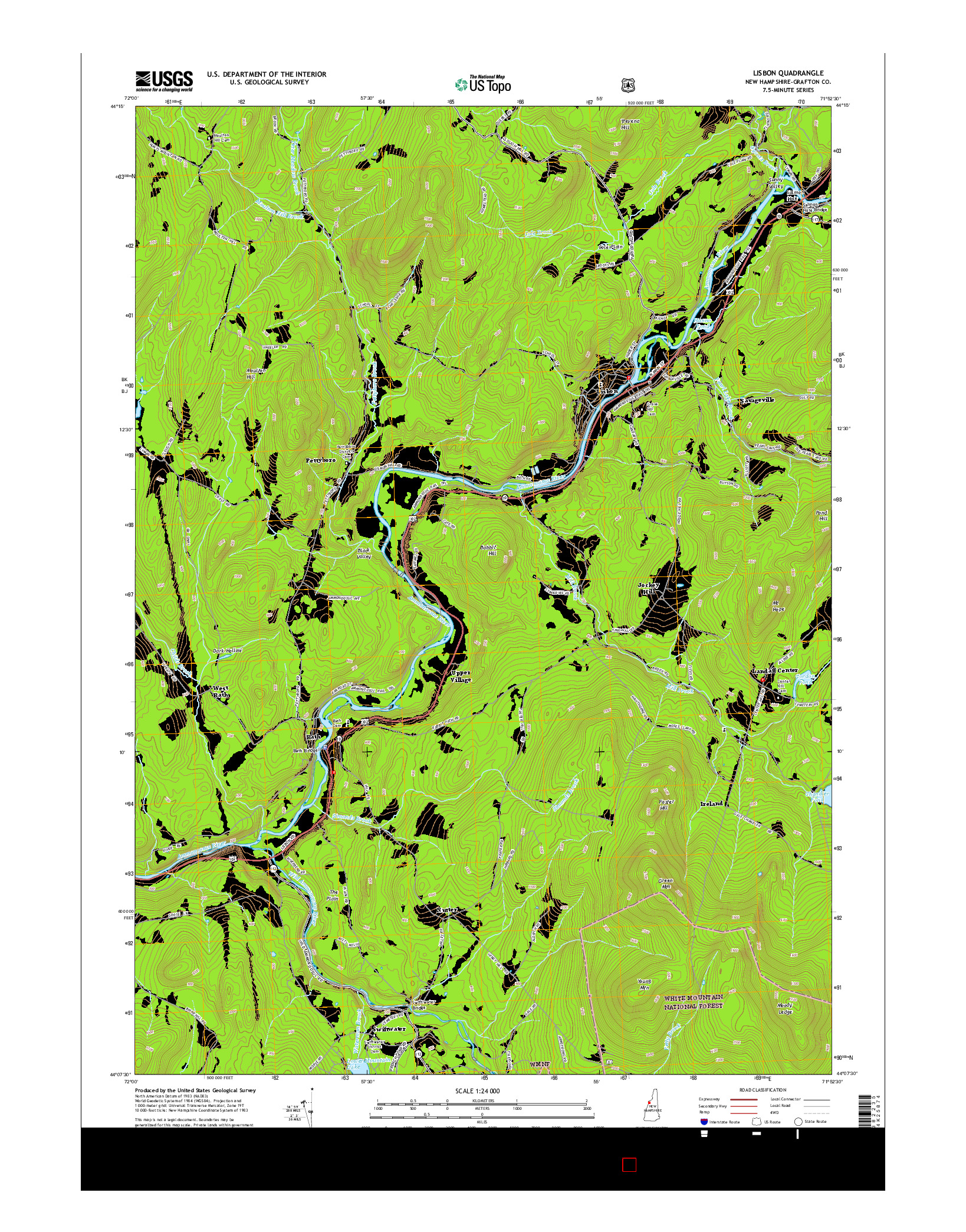 USGS US TOPO 7.5-MINUTE MAP FOR LISBON, NH 2015