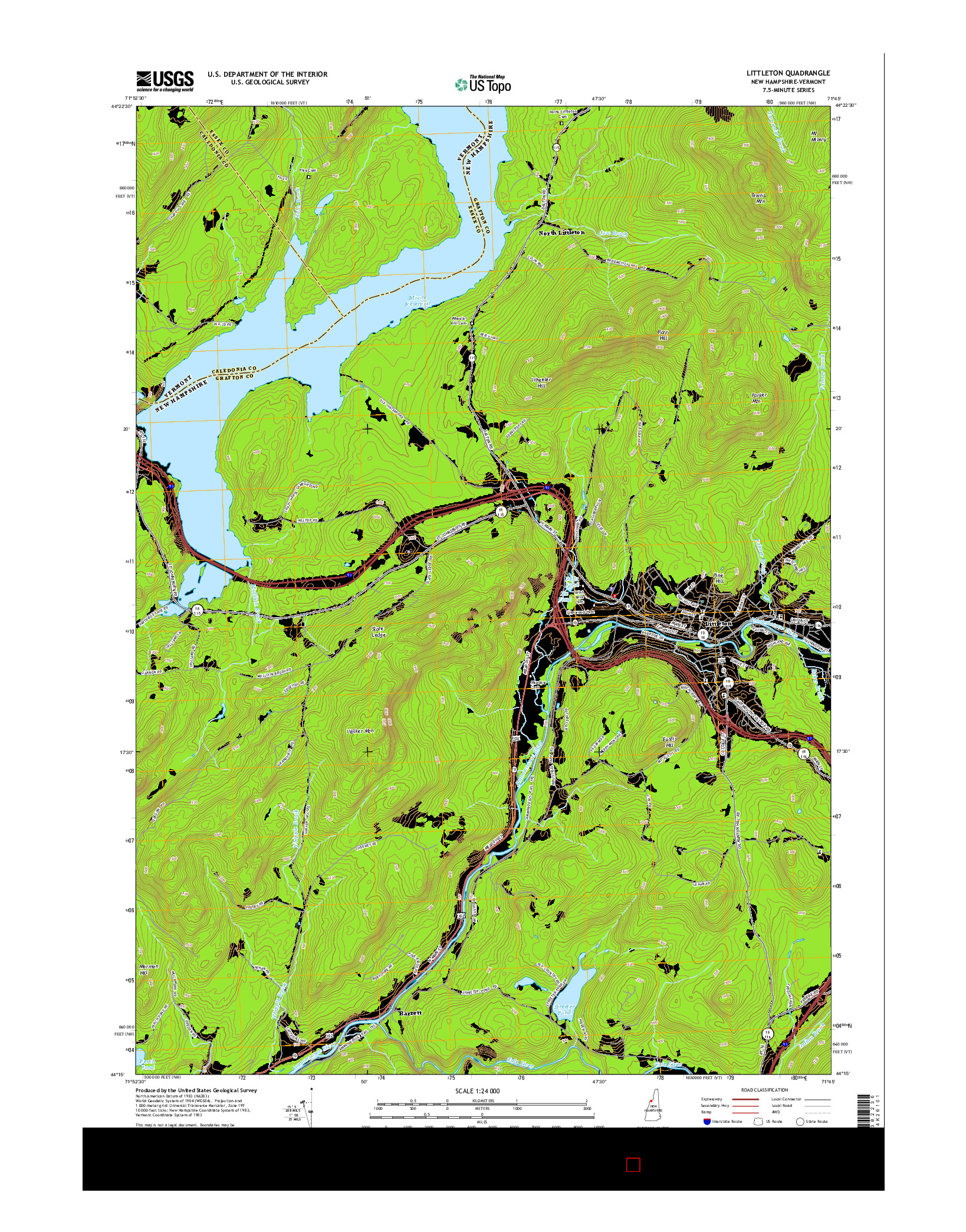 USGS US TOPO 7.5-MINUTE MAP FOR LITTLETON, NH-VT 2015