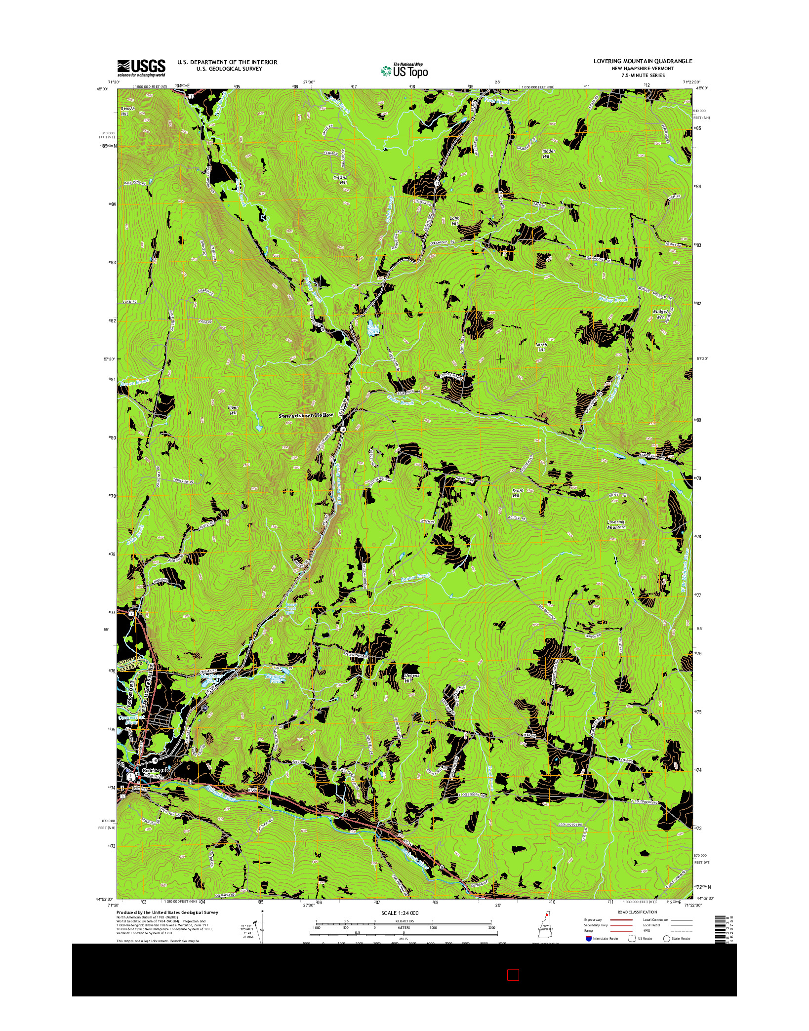 USGS US TOPO 7.5-MINUTE MAP FOR LOVERING MOUNTAIN, NH-VT 2015