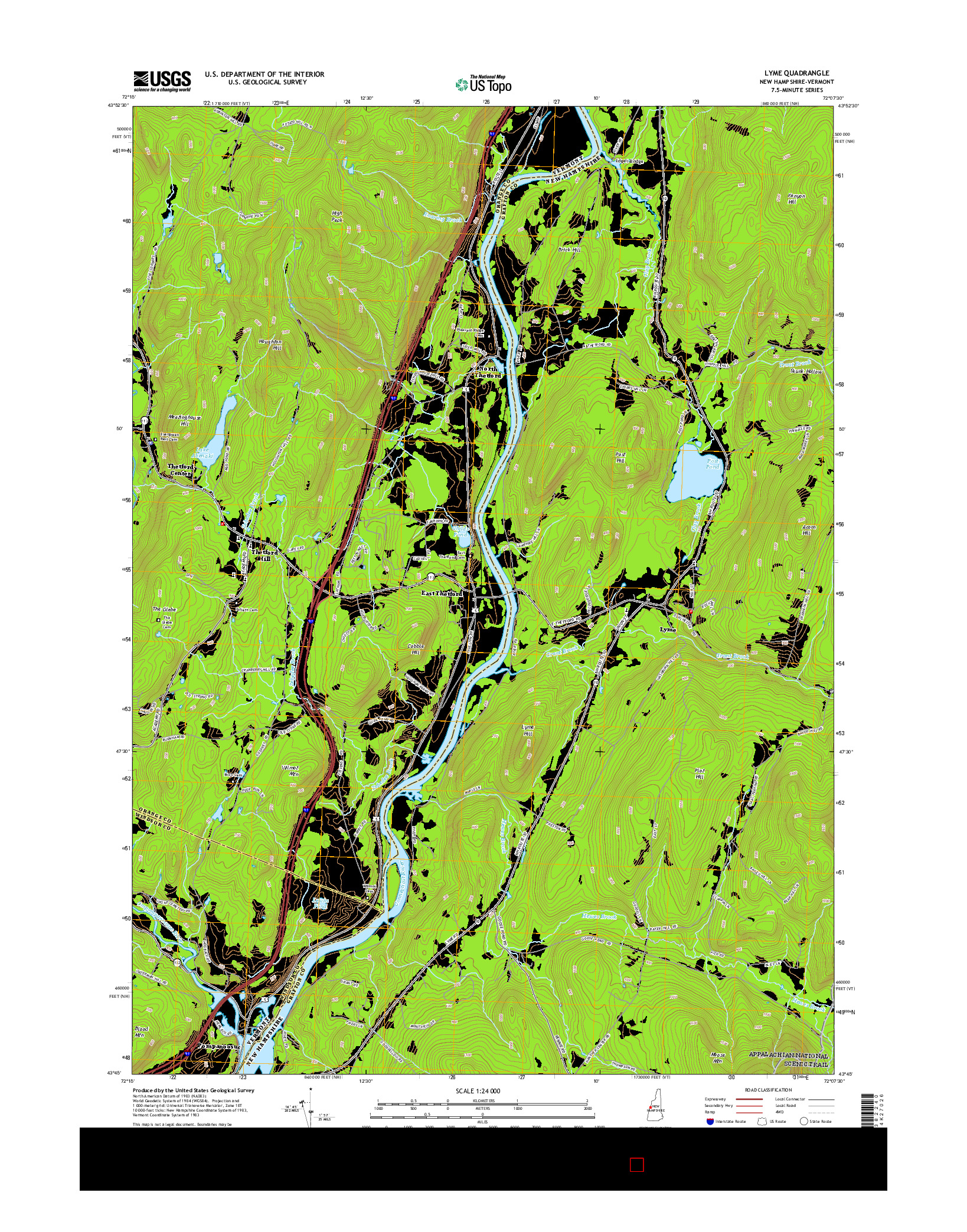 USGS US TOPO 7.5-MINUTE MAP FOR LYME, NH-VT 2015