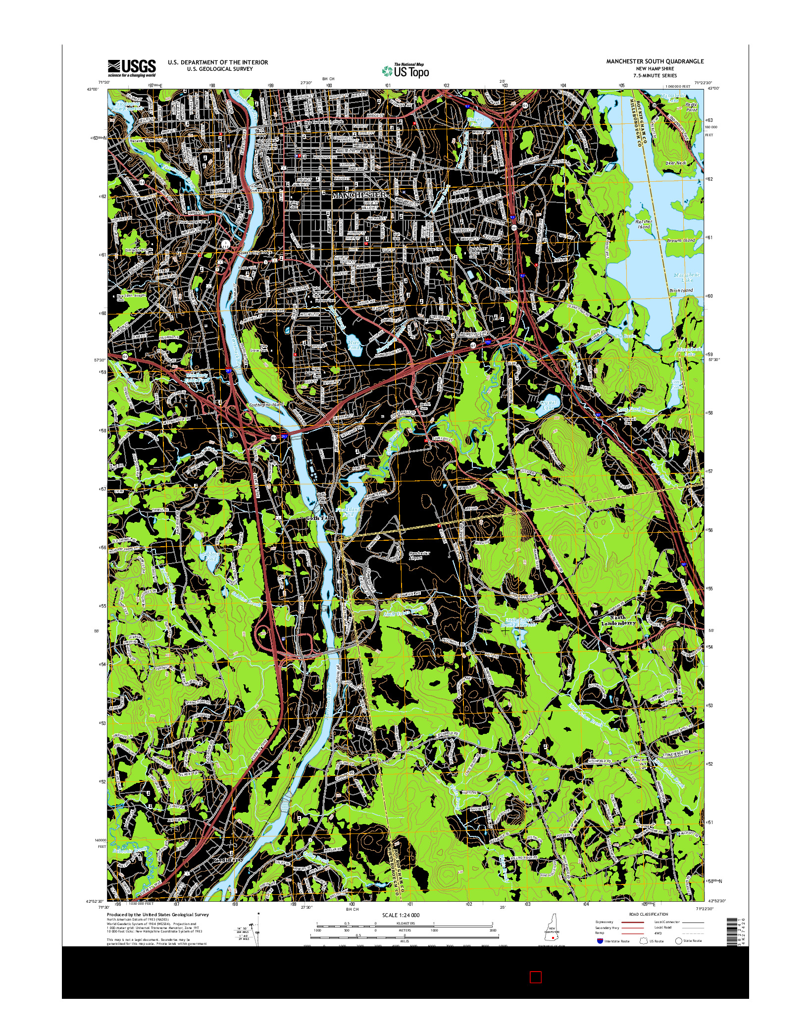 USGS US TOPO 7.5-MINUTE MAP FOR MANCHESTER SOUTH, NH 2015