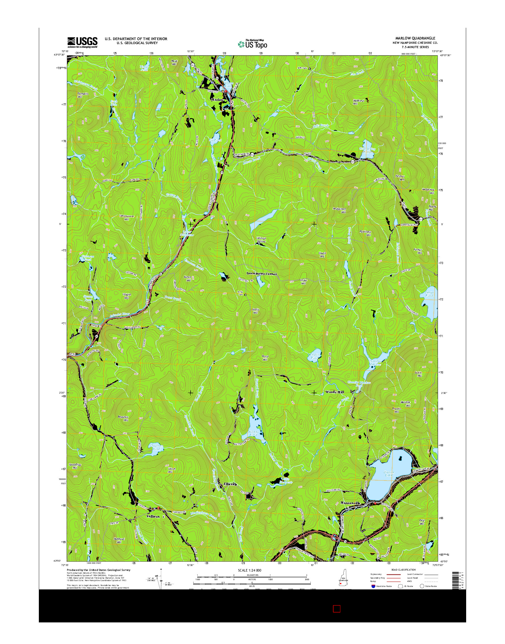USGS US TOPO 7.5-MINUTE MAP FOR MARLOW, NH 2015