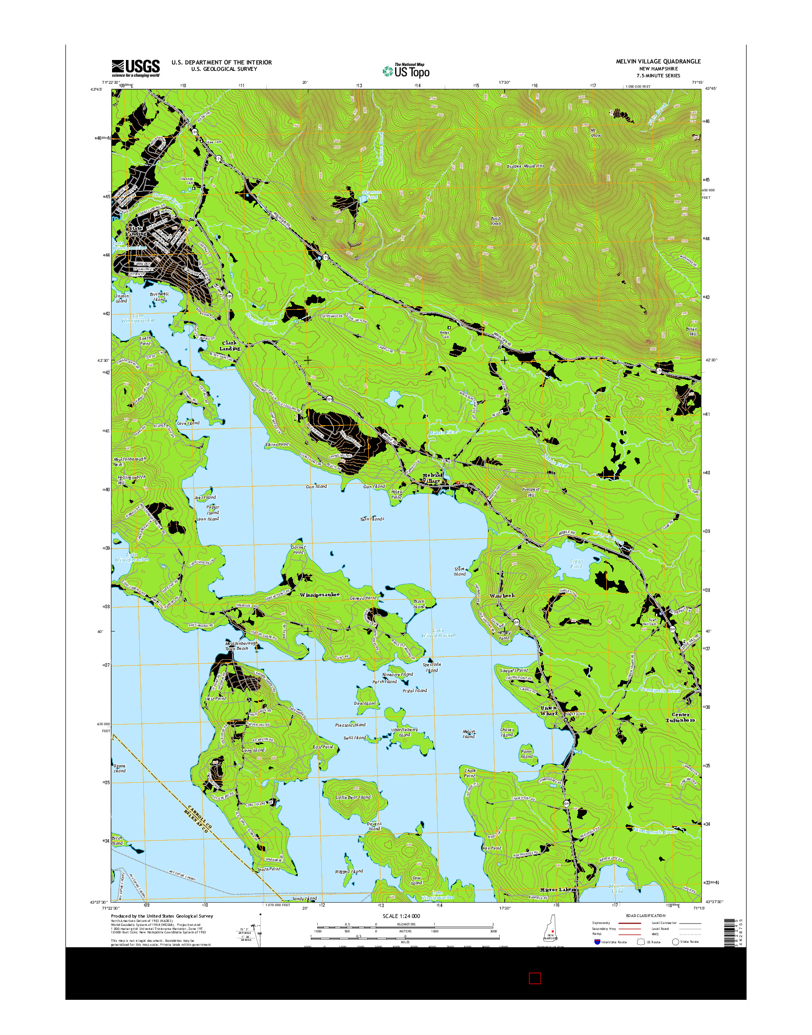 USGS US TOPO 7.5-MINUTE MAP FOR MELVIN VILLAGE, NH 2015