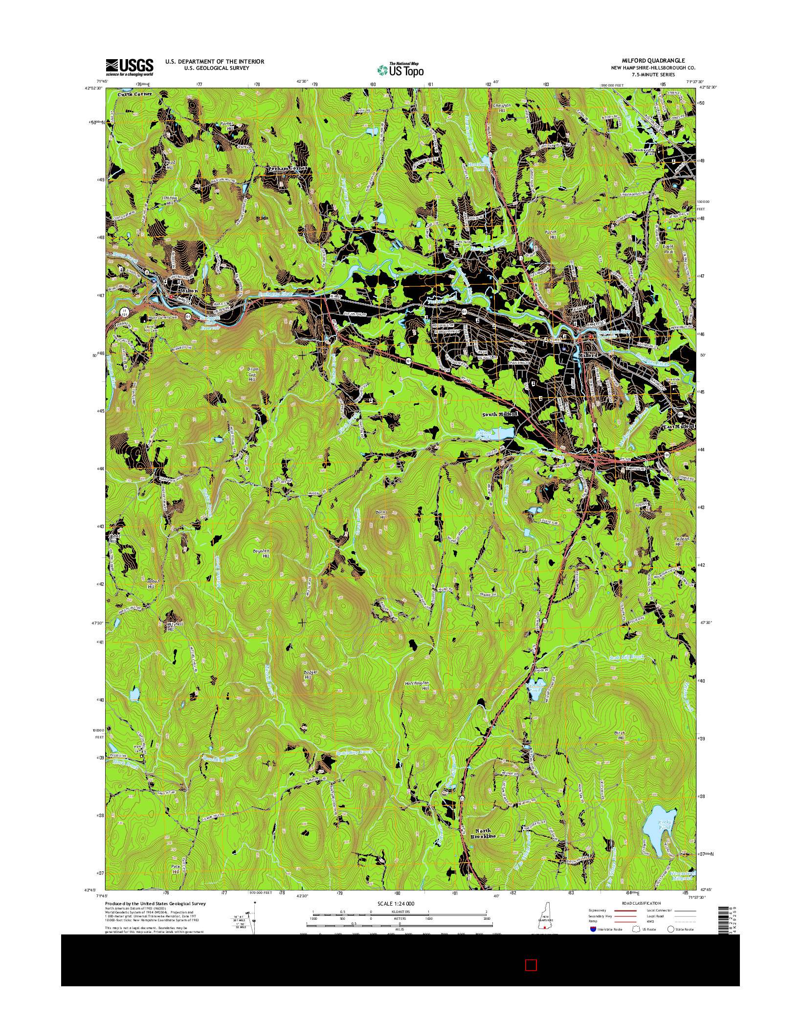 USGS US TOPO 7.5-MINUTE MAP FOR MILFORD, NH 2015