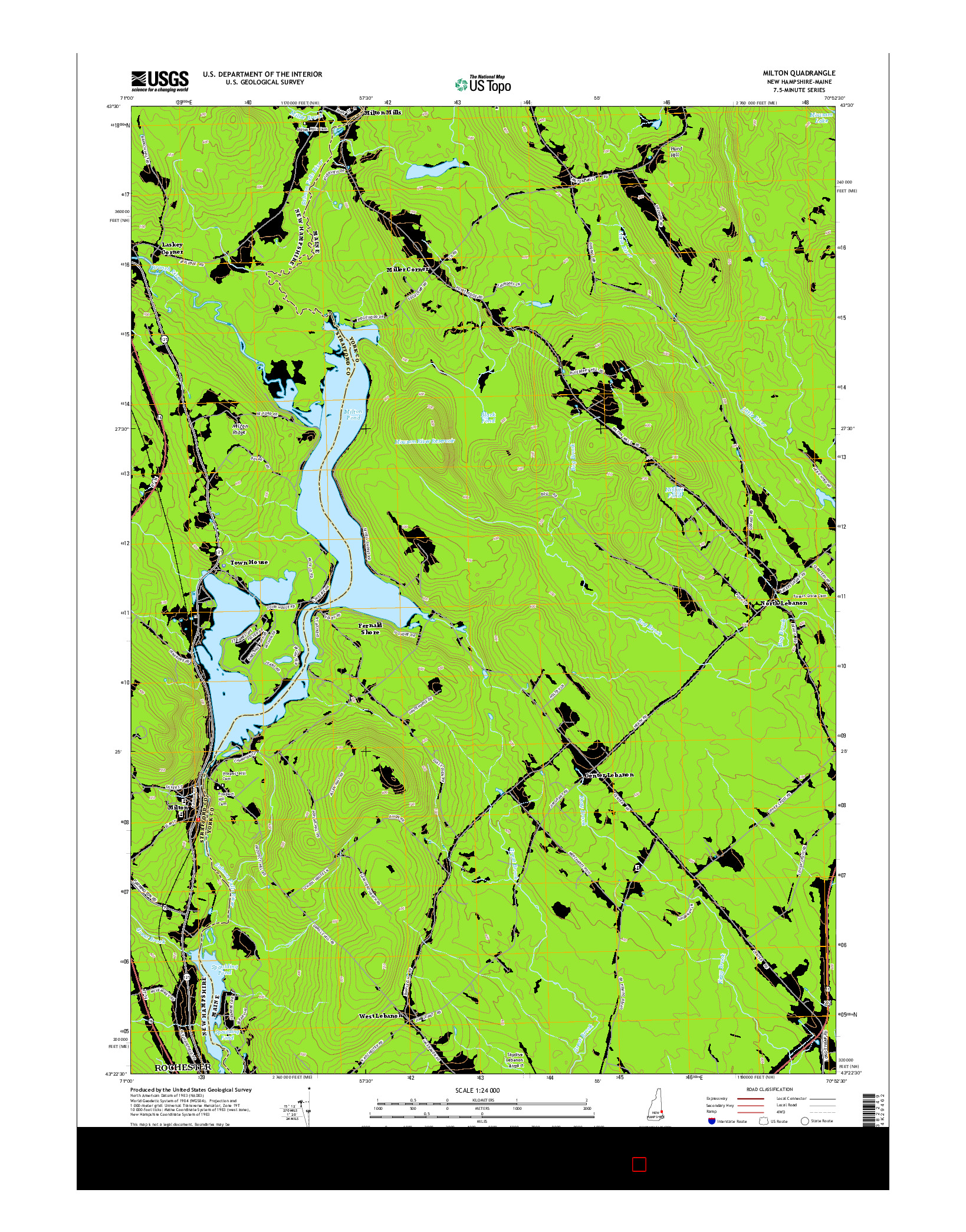 USGS US TOPO 7.5-MINUTE MAP FOR MILTON, NH-ME 2015