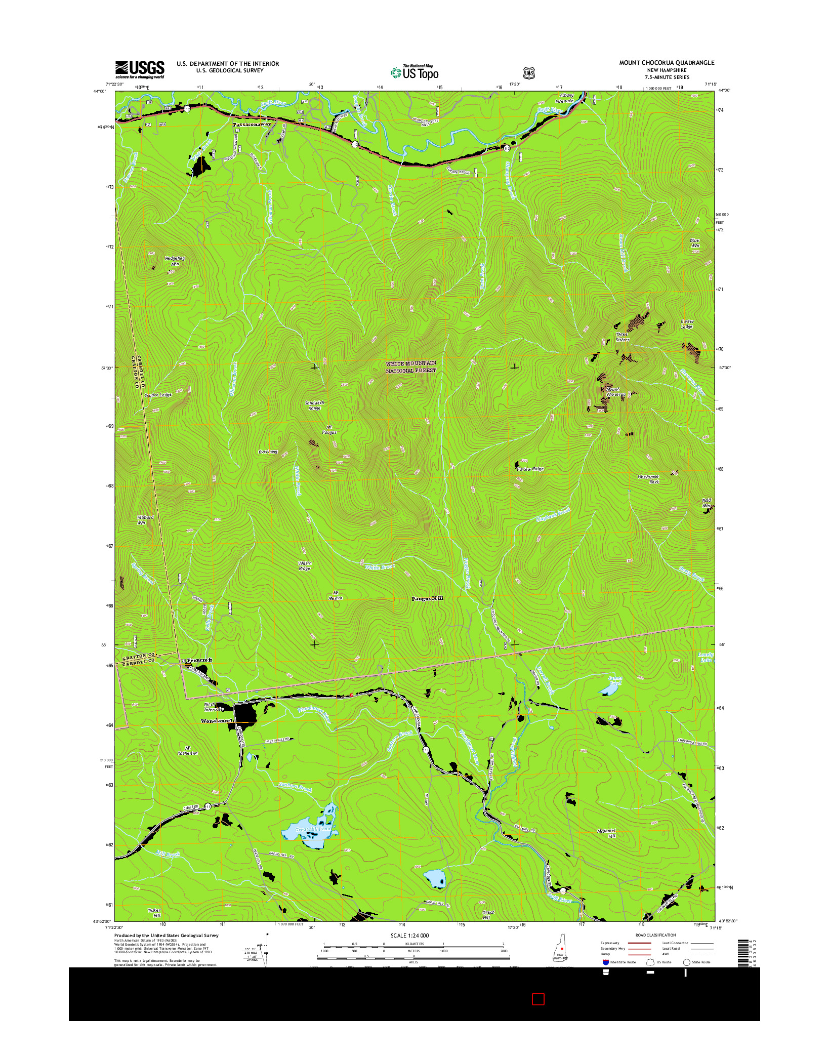 USGS US TOPO 7.5-MINUTE MAP FOR MOUNT CHOCORUA, NH 2015