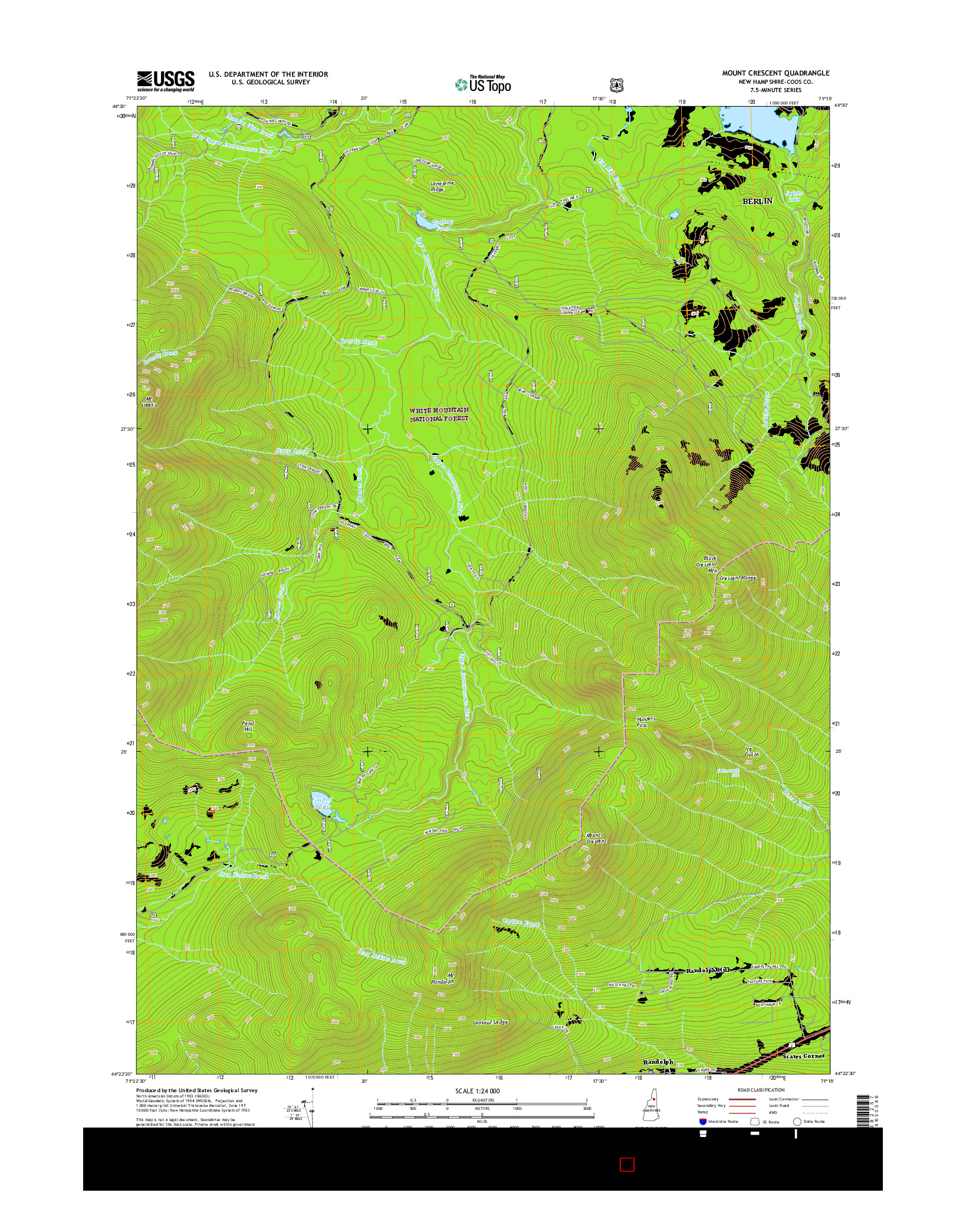 USGS US TOPO 7.5-MINUTE MAP FOR MOUNT CRESCENT, NH 2015