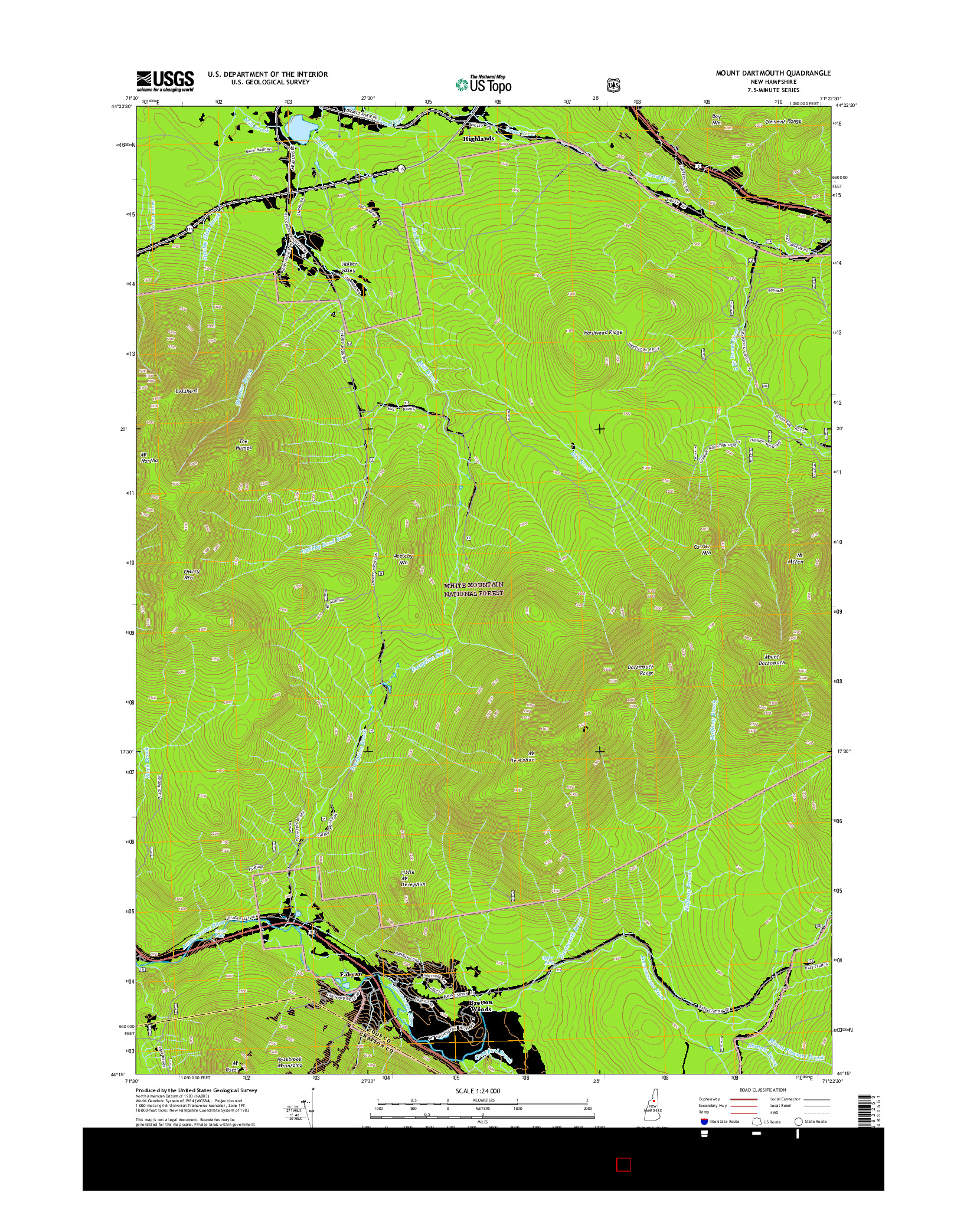 USGS US TOPO 7.5-MINUTE MAP FOR MOUNT DARTMOUTH, NH 2015