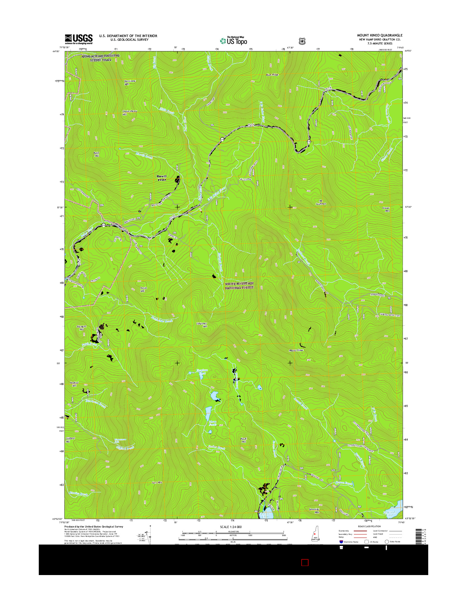 USGS US TOPO 7.5-MINUTE MAP FOR MOUNT KINEO, NH 2015