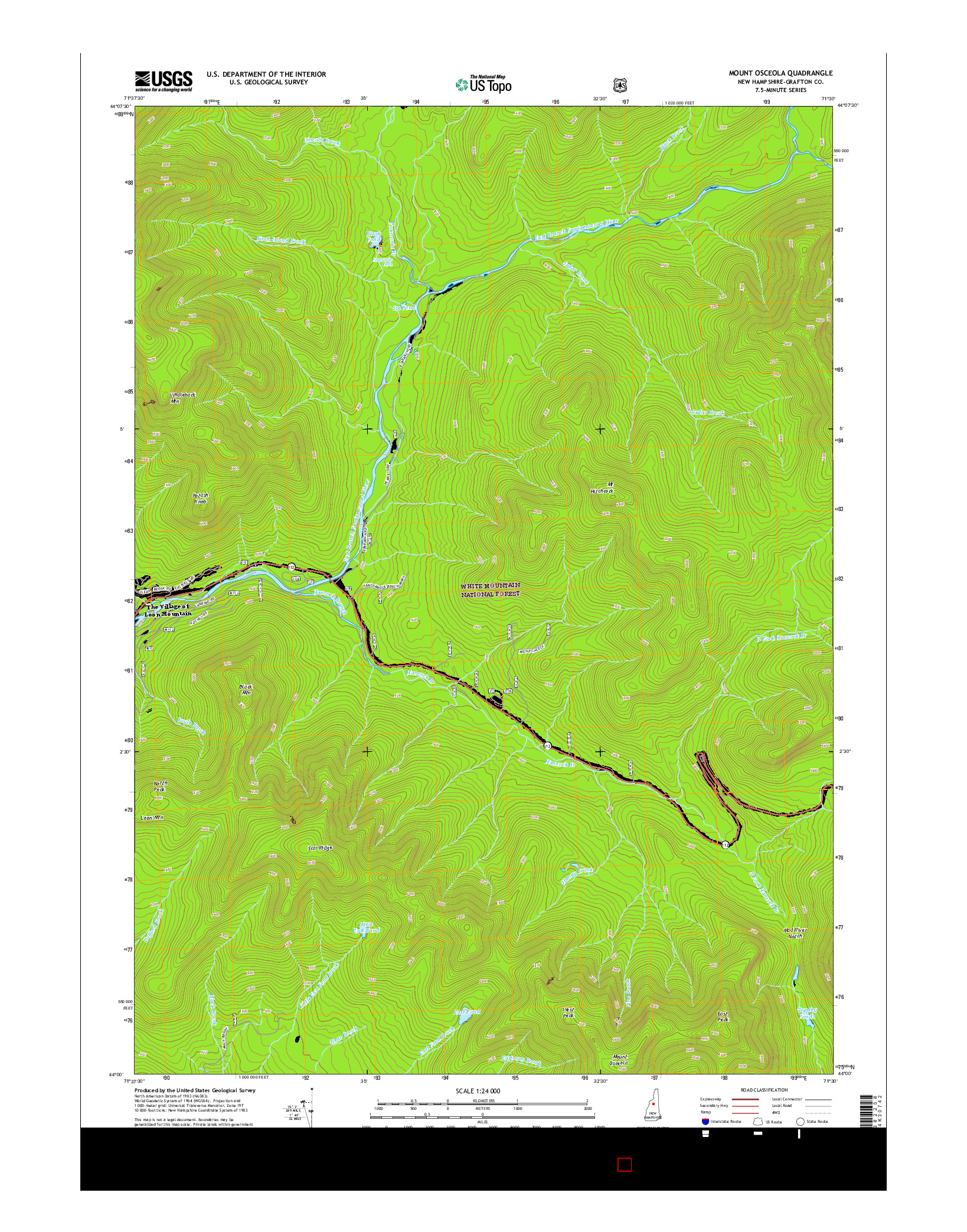 USGS US TOPO 7.5-MINUTE MAP FOR MOUNT OSCEOLA, NH 2015