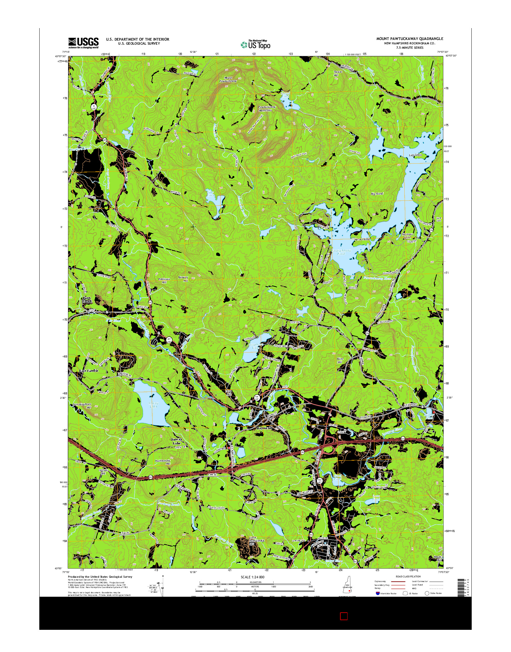 USGS US TOPO 7.5-MINUTE MAP FOR MOUNT PAWTUCKAWAY, NH 2015