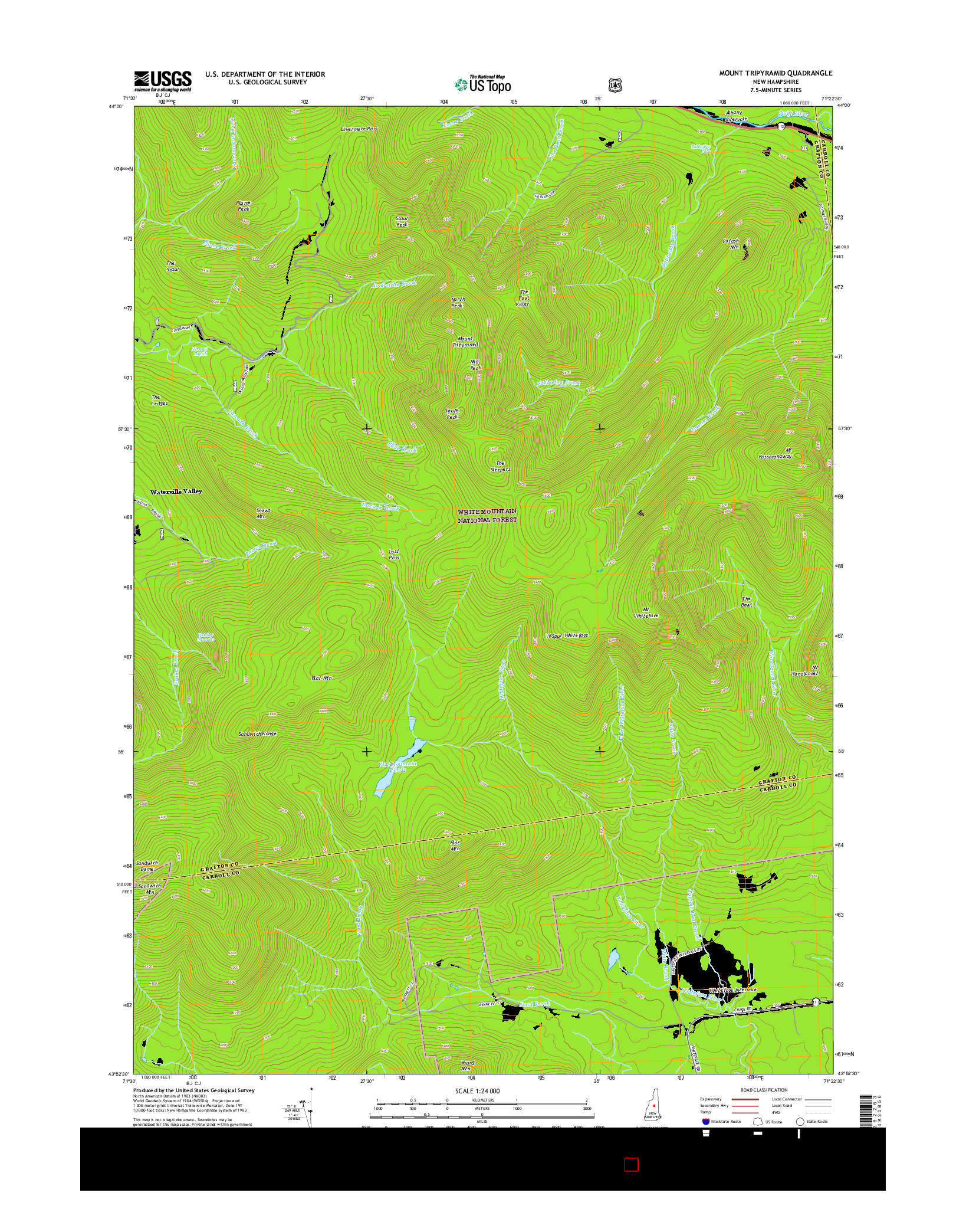 USGS US TOPO 7.5-MINUTE MAP FOR MOUNT TRIPYRAMID, NH 2015