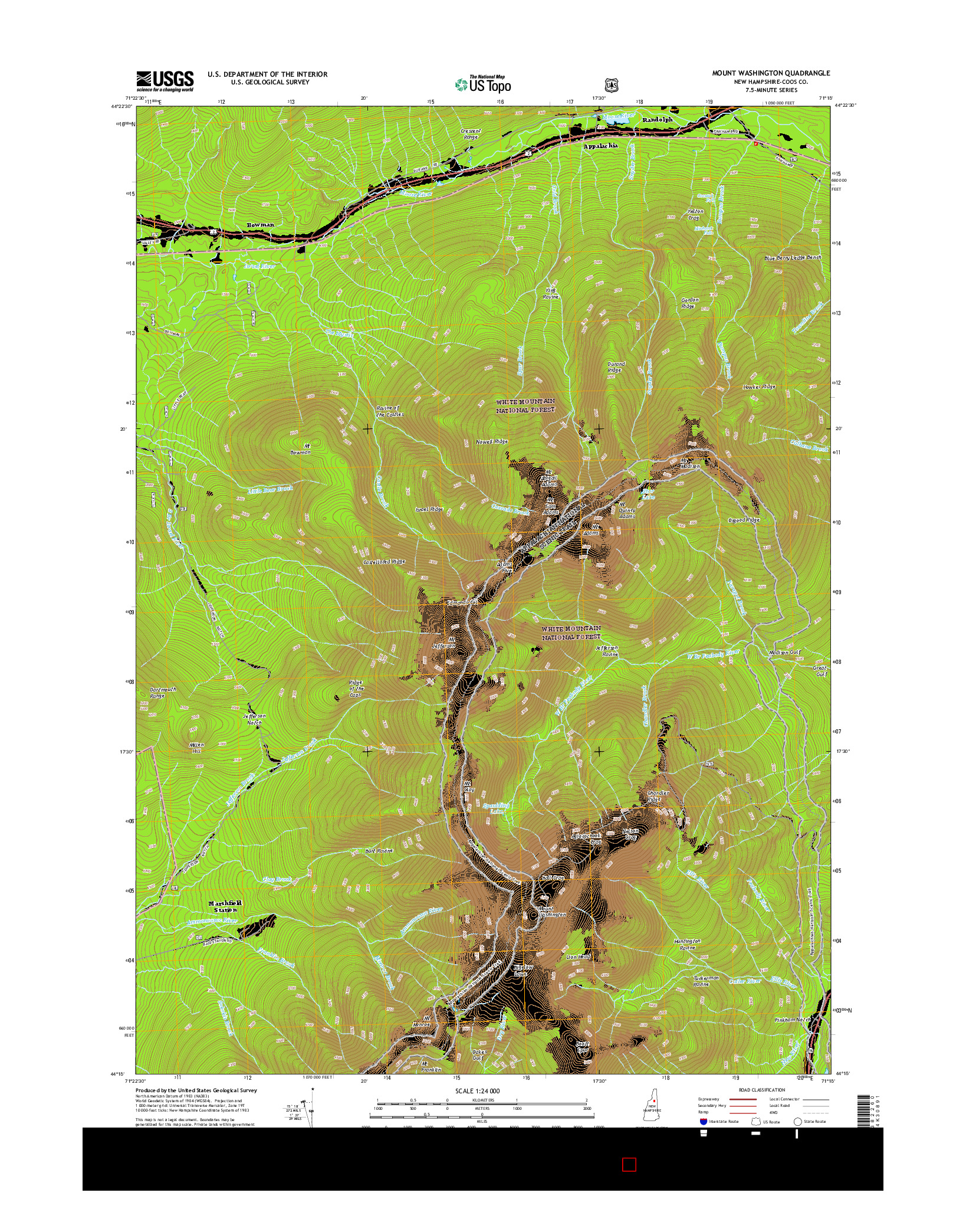 USGS US TOPO 7.5-MINUTE MAP FOR MOUNT WASHINGTON, NH 2015