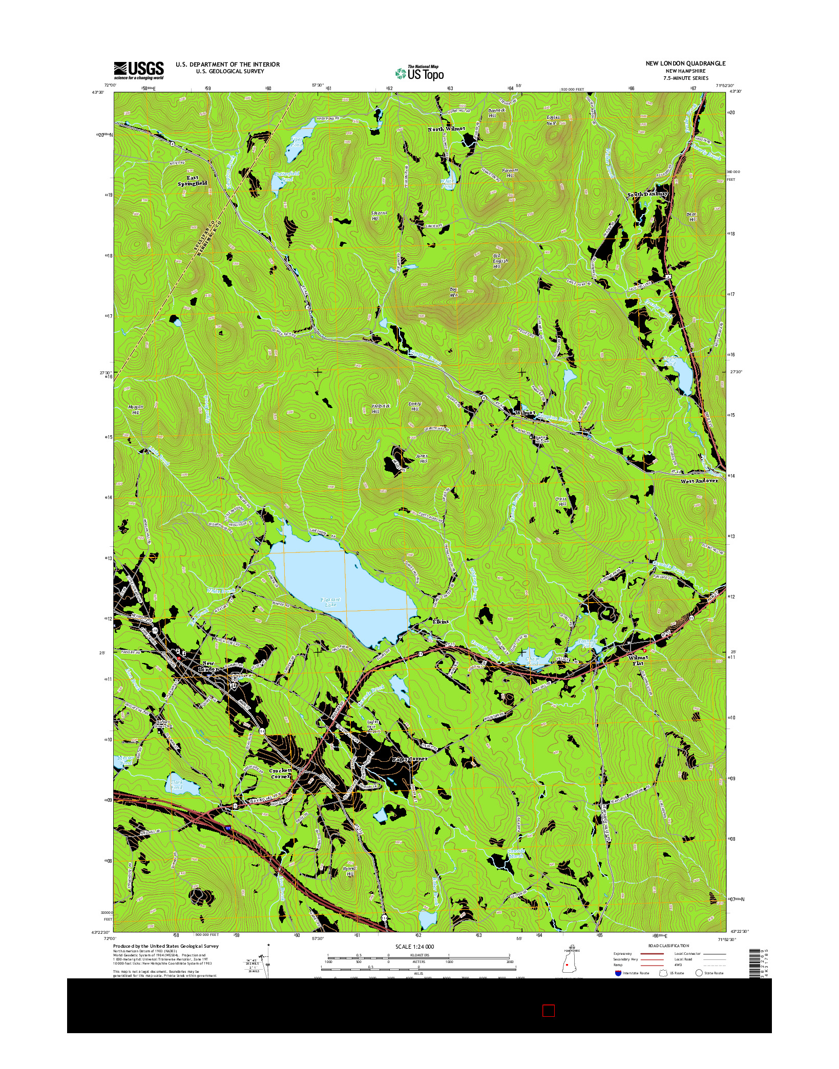 USGS US TOPO 7.5-MINUTE MAP FOR NEW LONDON, NH 2015