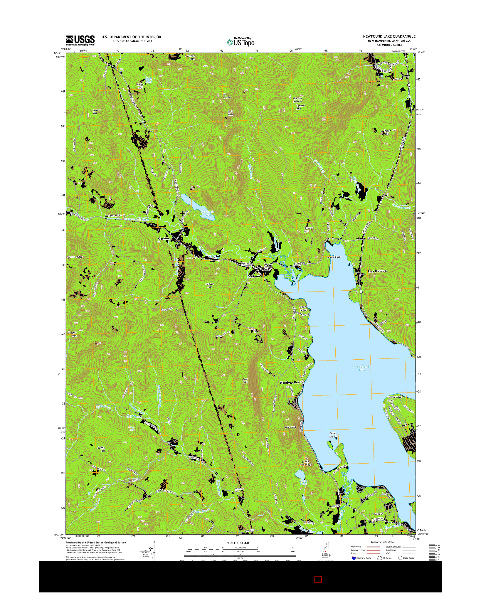 USGS US TOPO 7.5-MINUTE MAP FOR NEWFOUND LAKE, NH 2015