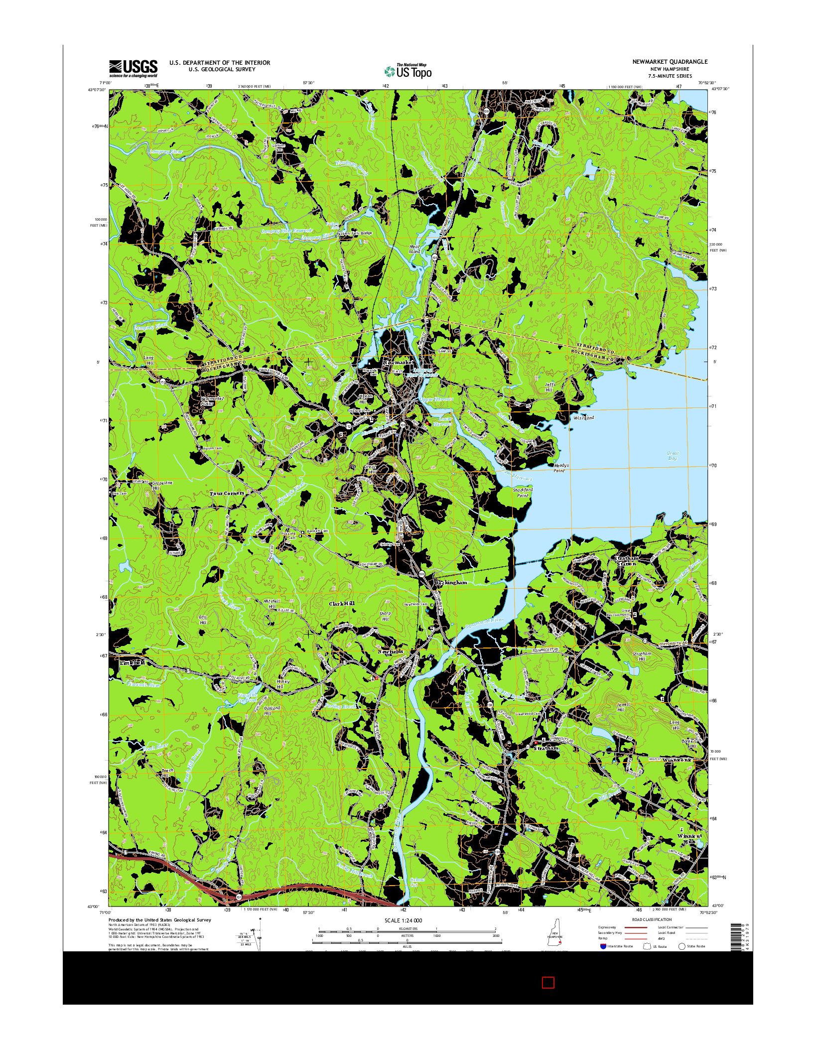 USGS US TOPO 7.5-MINUTE MAP FOR NEWMARKET, NH 2015