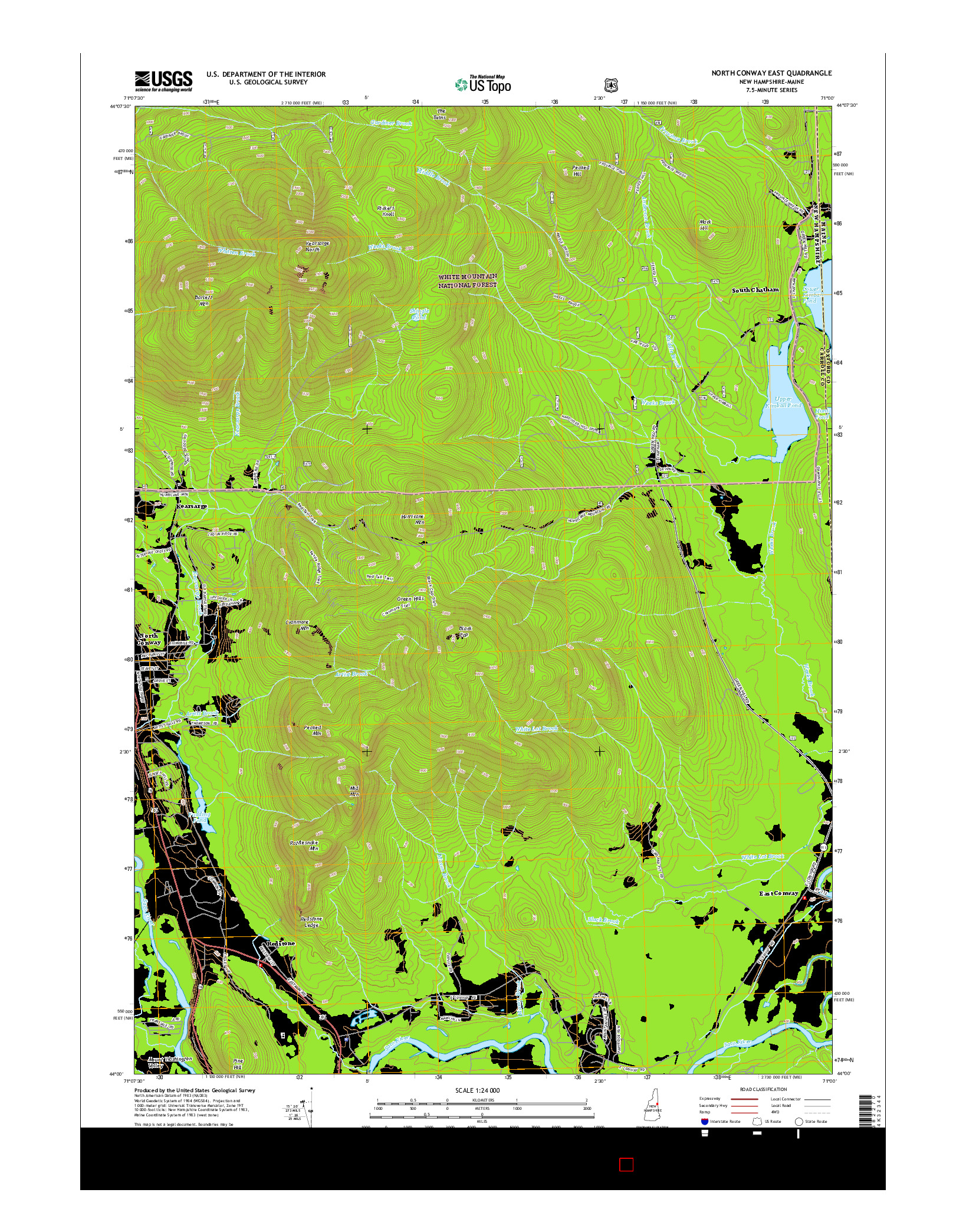 USGS US TOPO 7.5-MINUTE MAP FOR NORTH CONWAY EAST, NH-ME 2015