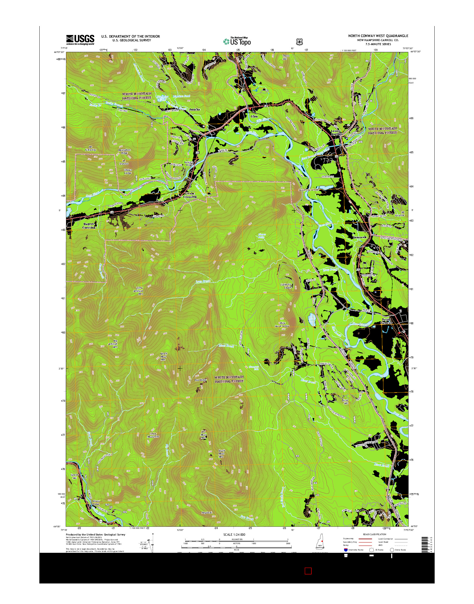USGS US TOPO 7.5-MINUTE MAP FOR NORTH CONWAY WEST, NH 2015