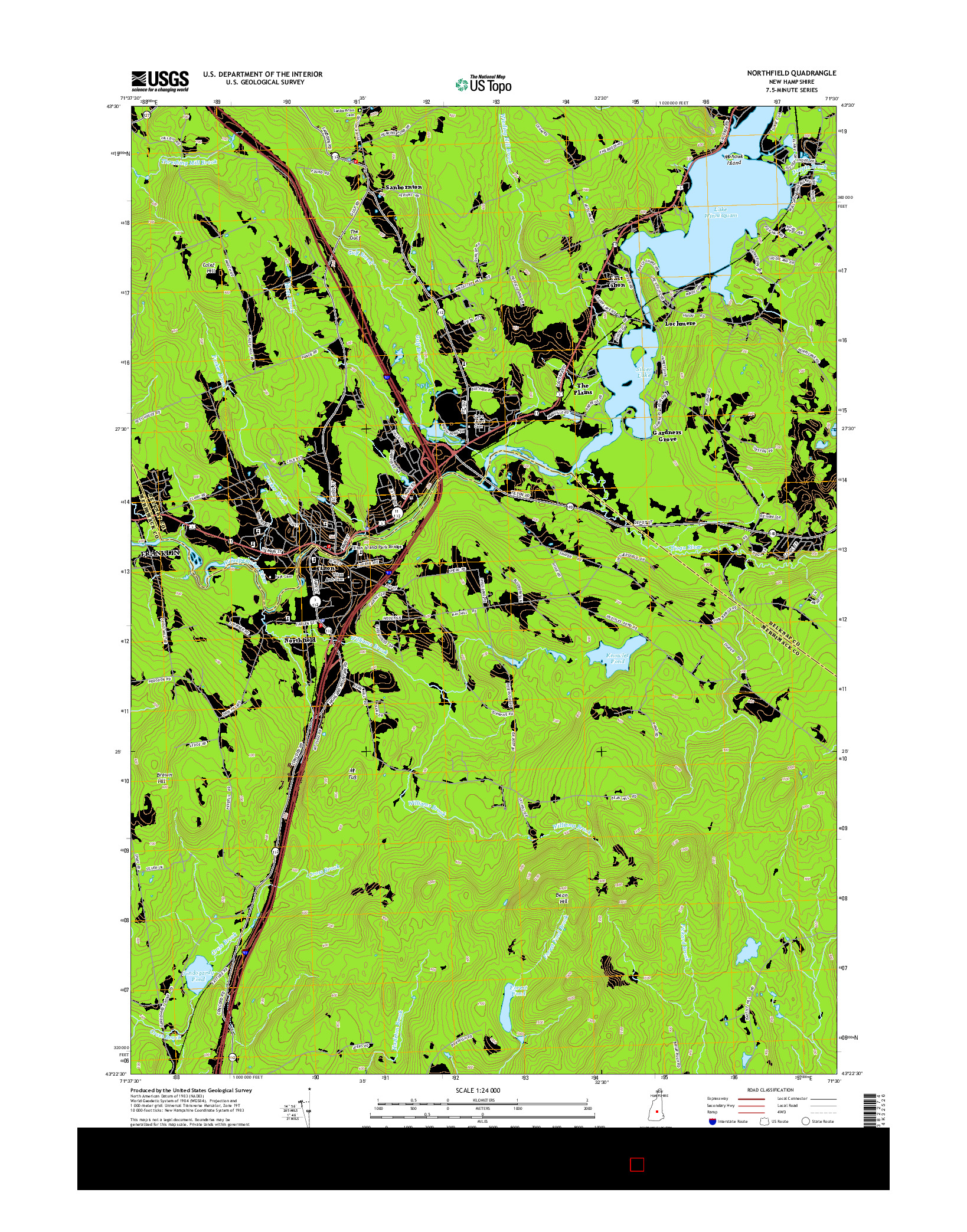 USGS US TOPO 7.5-MINUTE MAP FOR NORTHFIELD, NH 2015