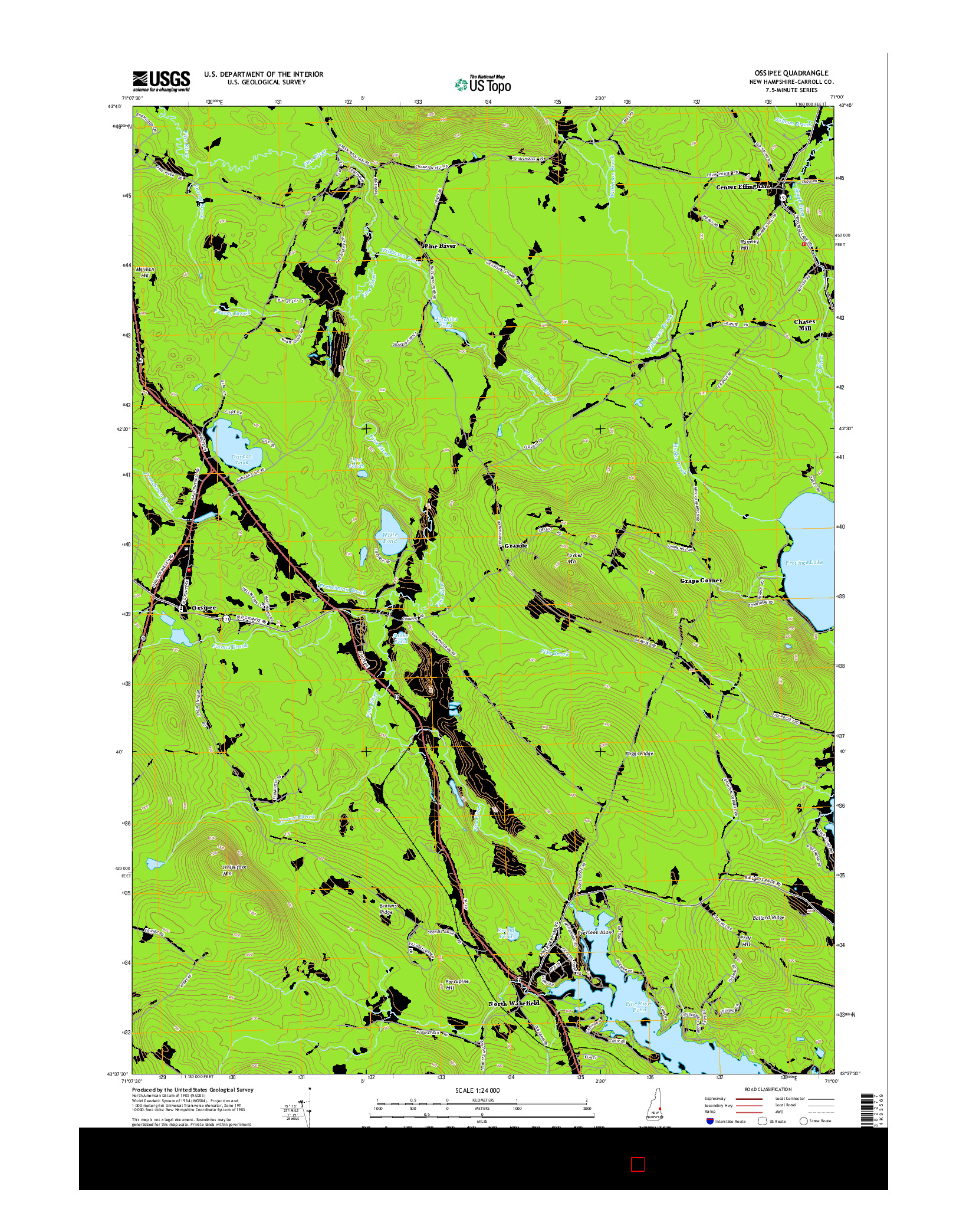 USGS US TOPO 7.5-MINUTE MAP FOR OSSIPEE, NH 2015