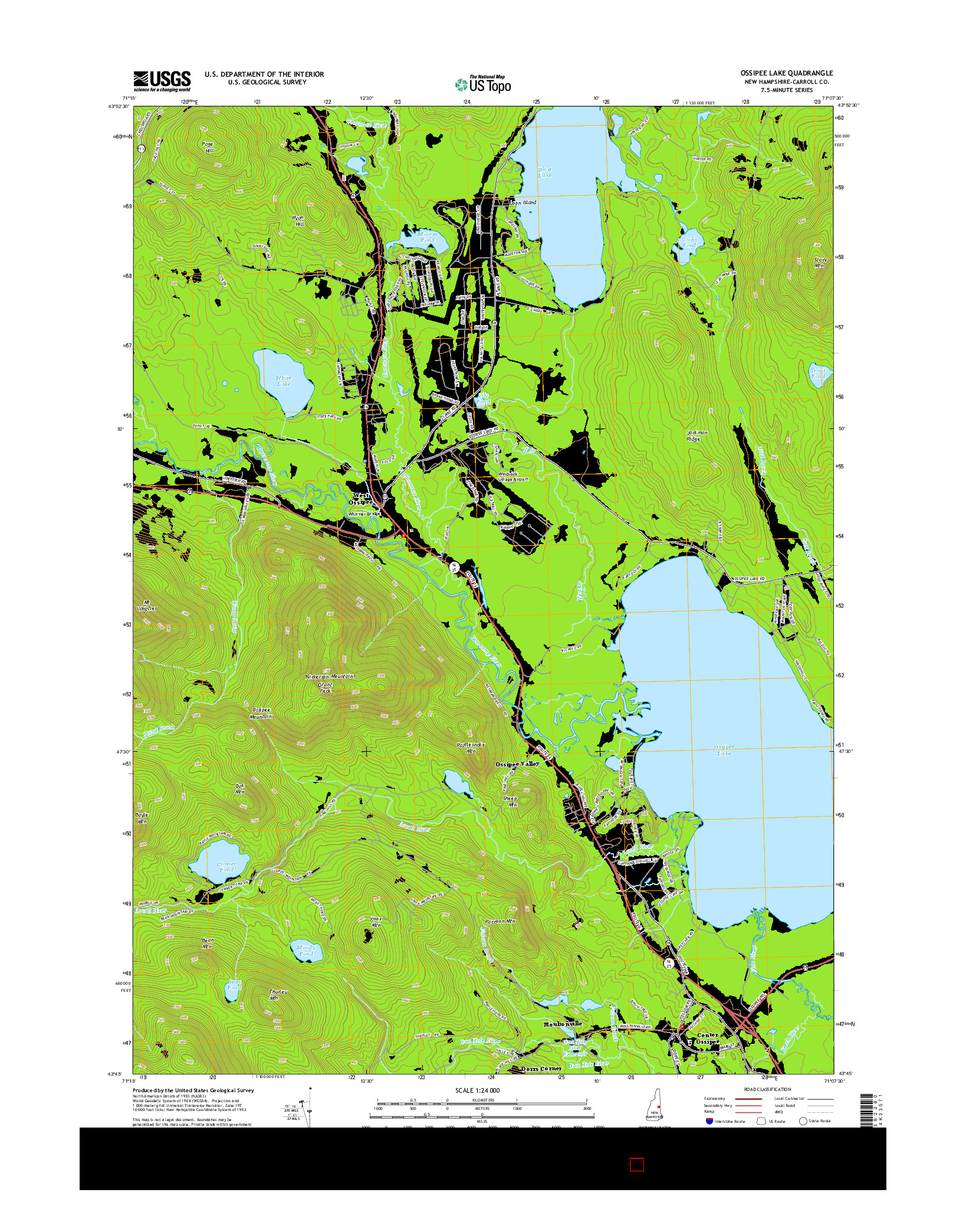 USGS US TOPO 7.5-MINUTE MAP FOR OSSIPEE LAKE, NH 2015