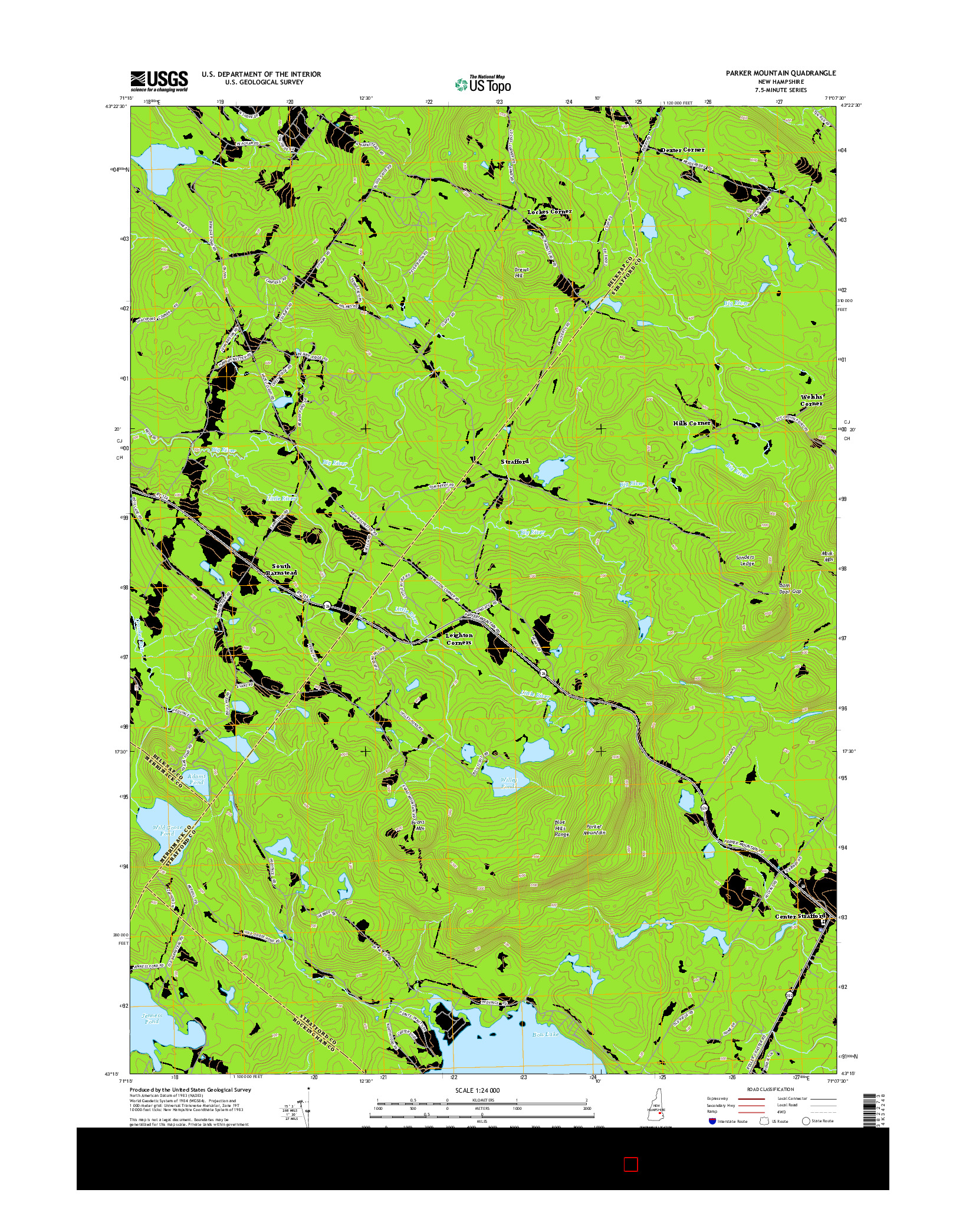 USGS US TOPO 7.5-MINUTE MAP FOR PARKER MOUNTAIN, NH 2015