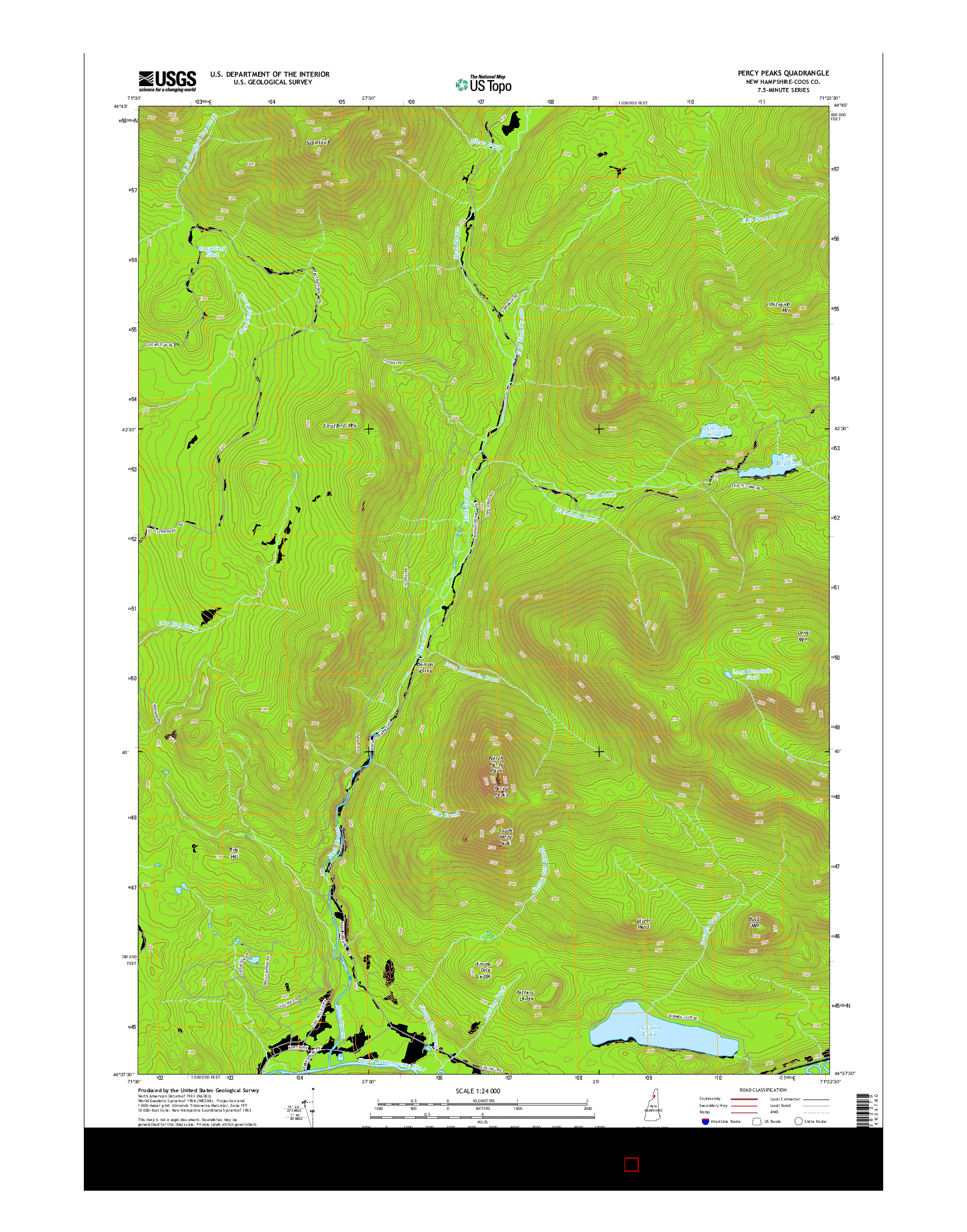 USGS US TOPO 7.5-MINUTE MAP FOR PERCY PEAKS, NH 2015