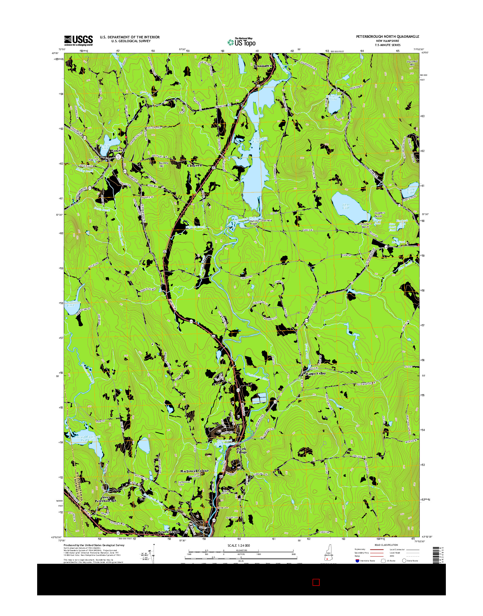 USGS US TOPO 7.5-MINUTE MAP FOR PETERBOROUGH NORTH, NH 2015