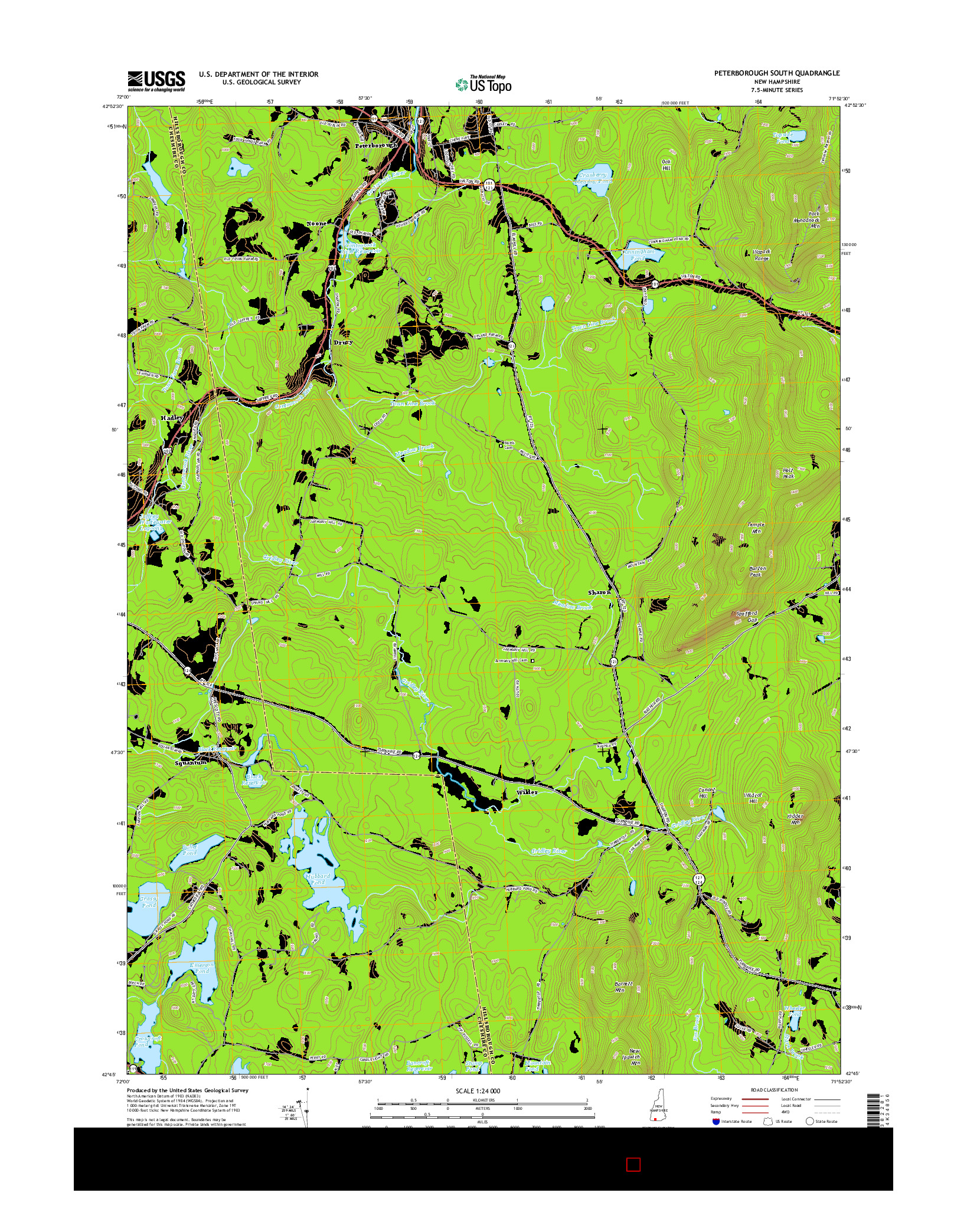 USGS US TOPO 7.5-MINUTE MAP FOR PETERBOROUGH SOUTH, NH 2015