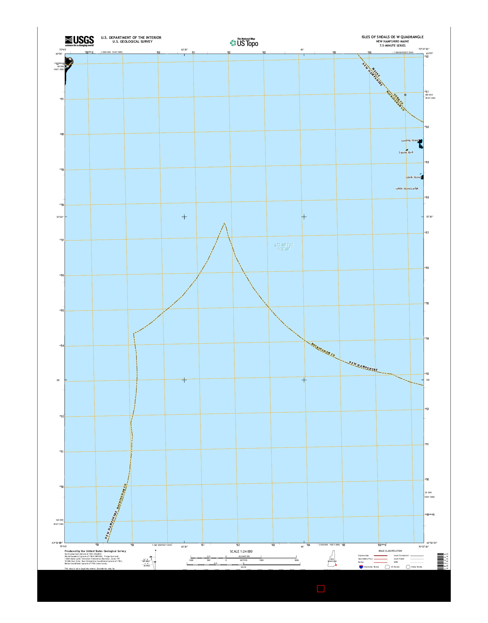 USGS US TOPO 7.5-MINUTE MAP FOR ISLES OF SHOALS OE W, NH-ME 2015