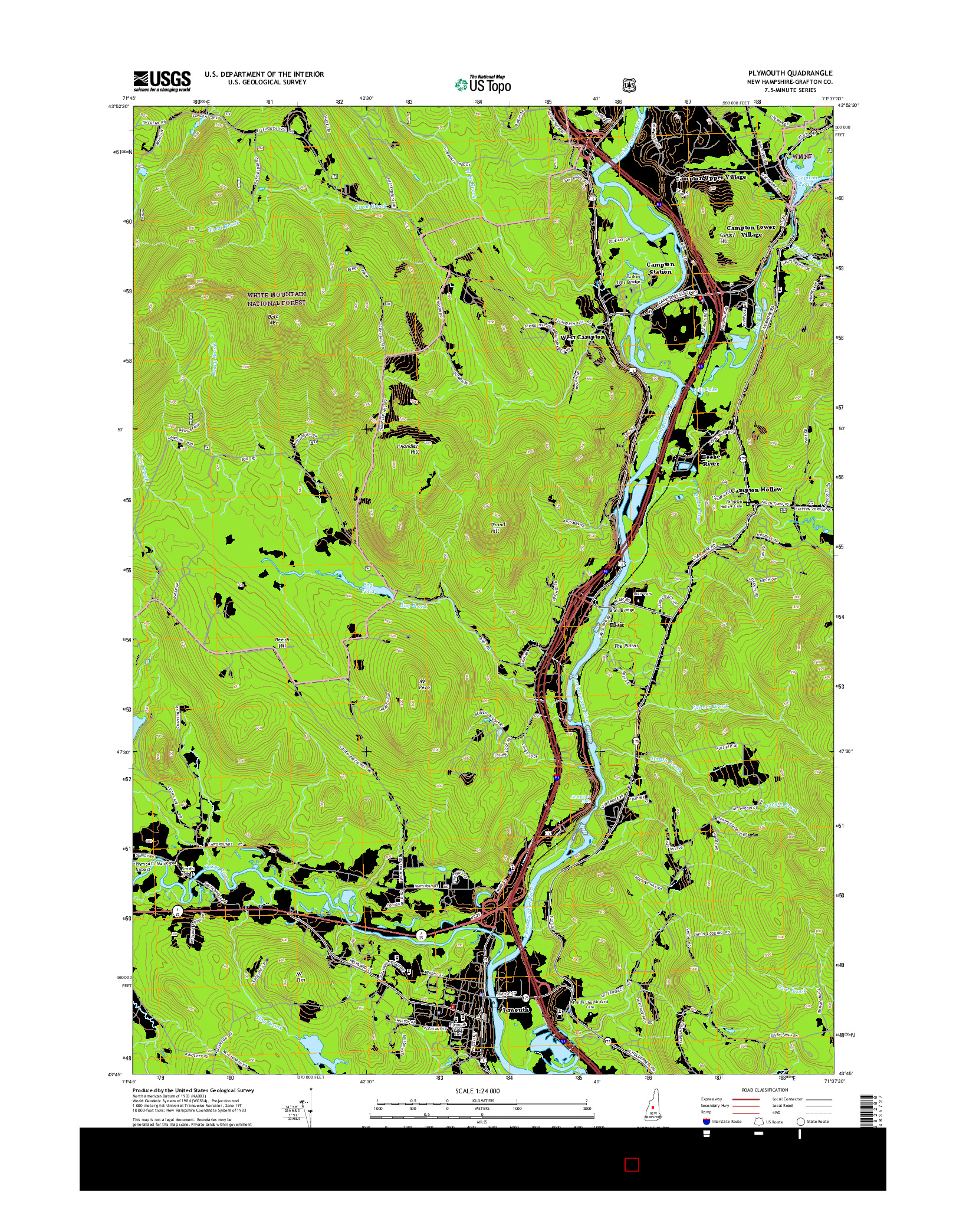 USGS US TOPO 7.5-MINUTE MAP FOR PLYMOUTH, NH 2015
