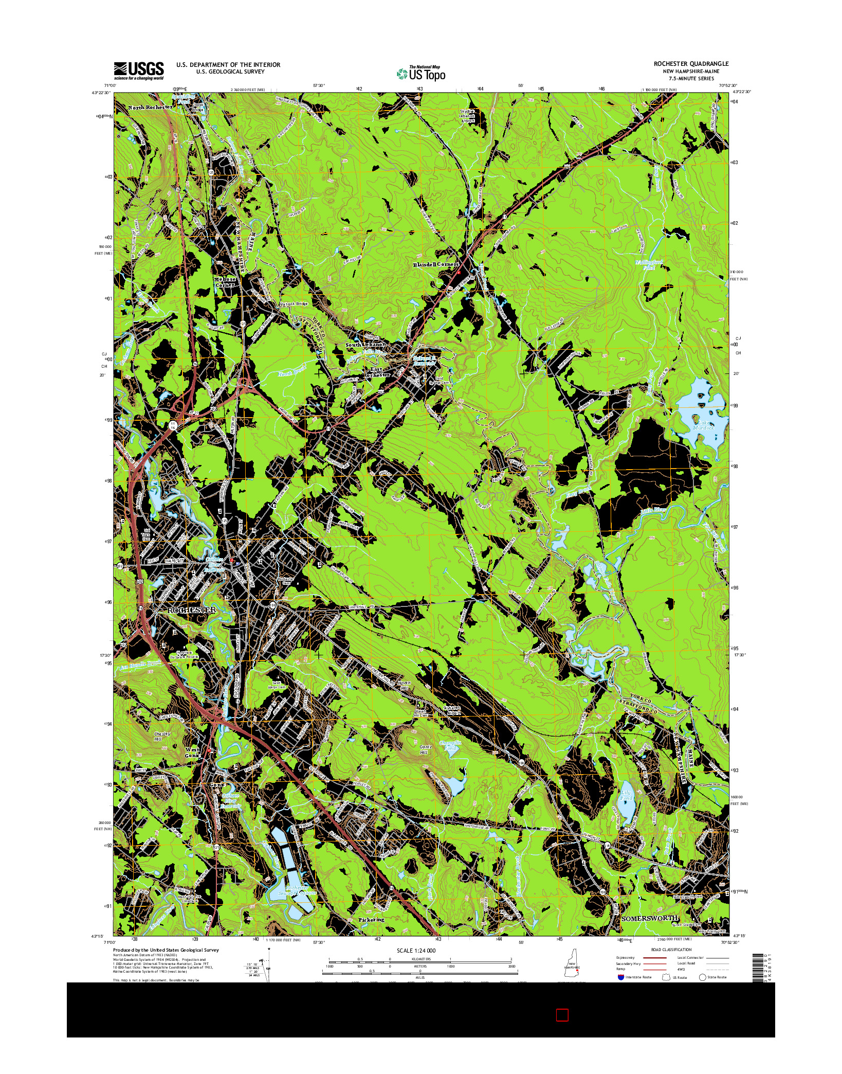 USGS US TOPO 7.5-MINUTE MAP FOR ROCHESTER, NH-ME 2015