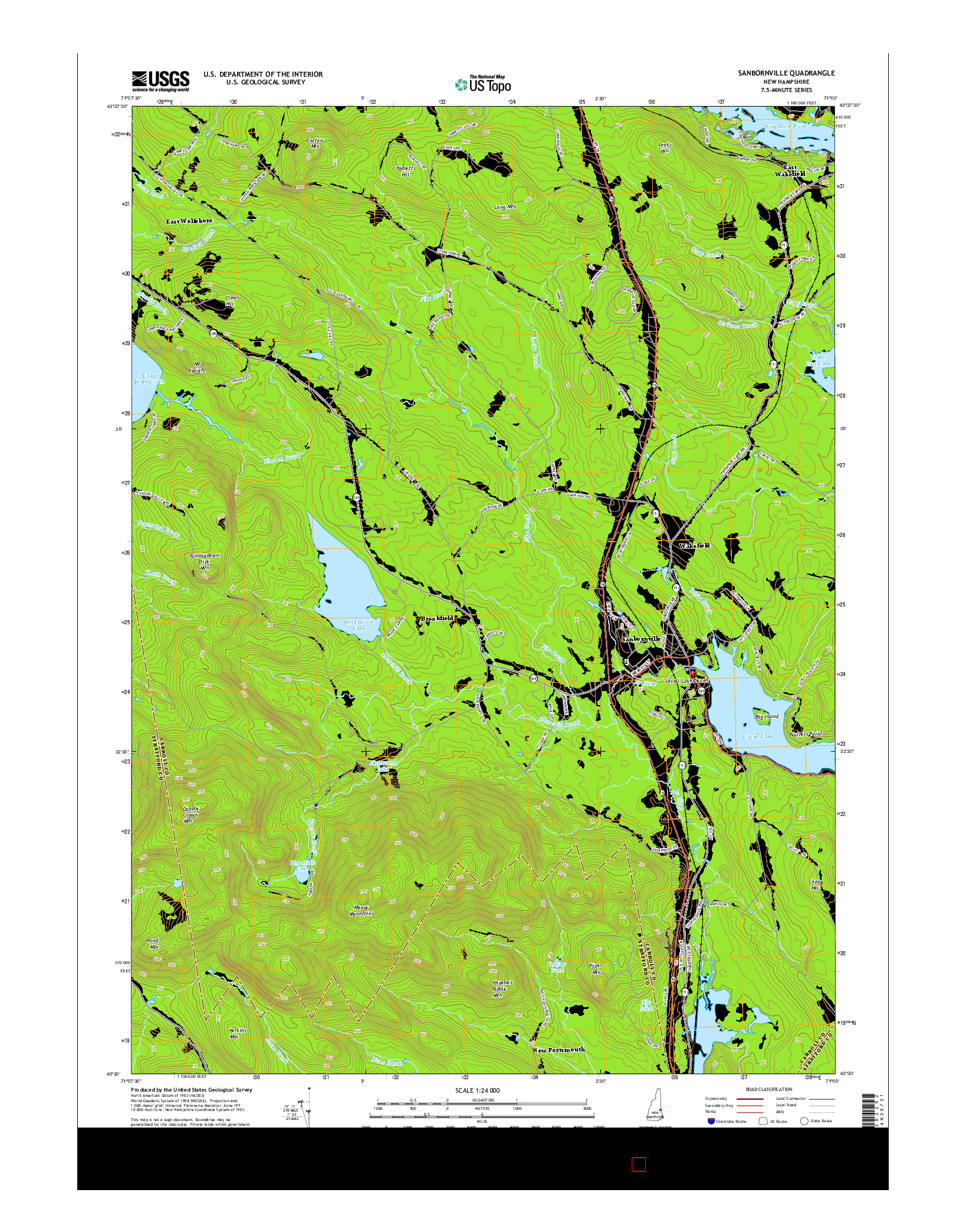 USGS US TOPO 7.5-MINUTE MAP FOR SANBORNVILLE, NH 2015
