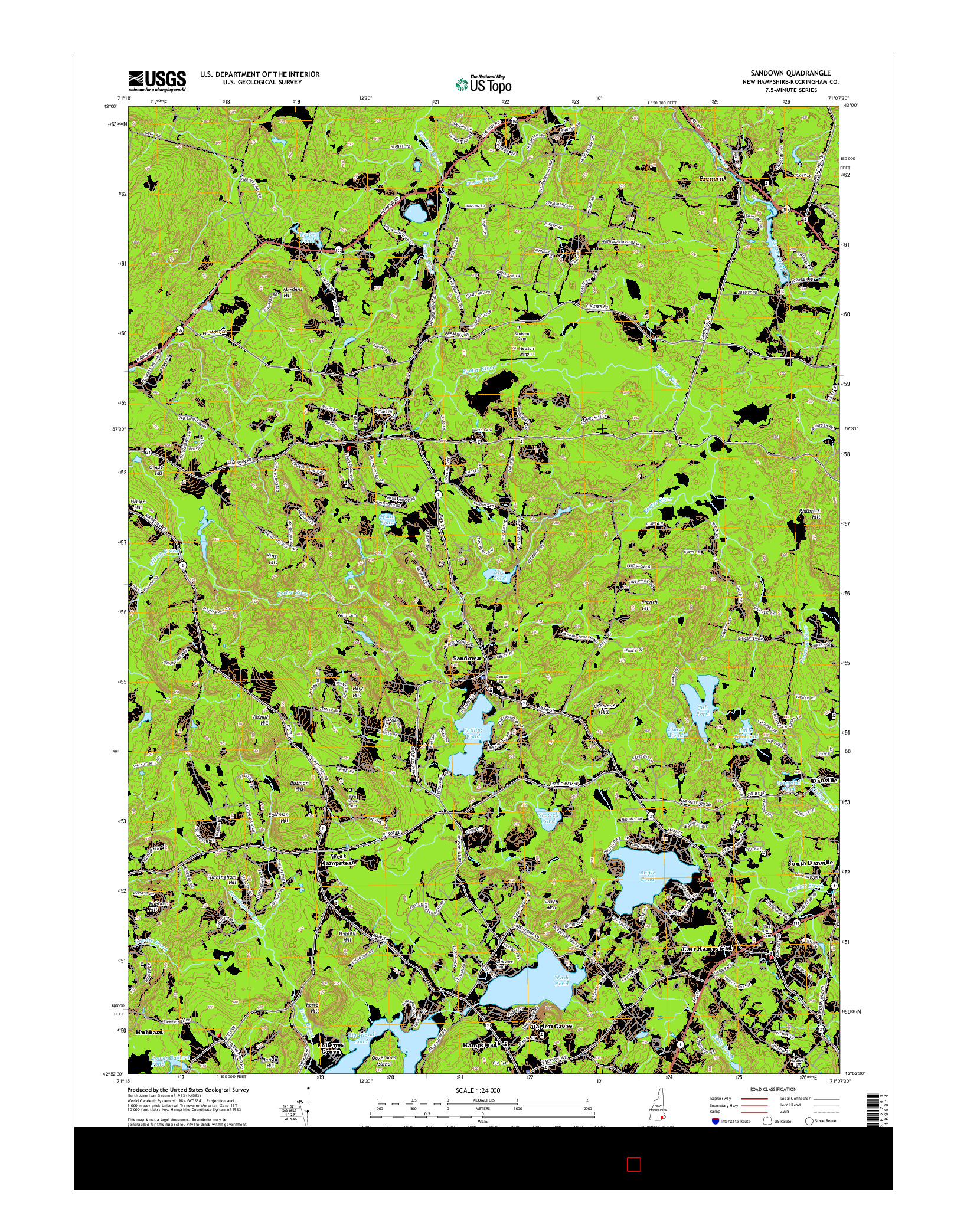 USGS US TOPO 7.5-MINUTE MAP FOR SANDOWN, NH 2015