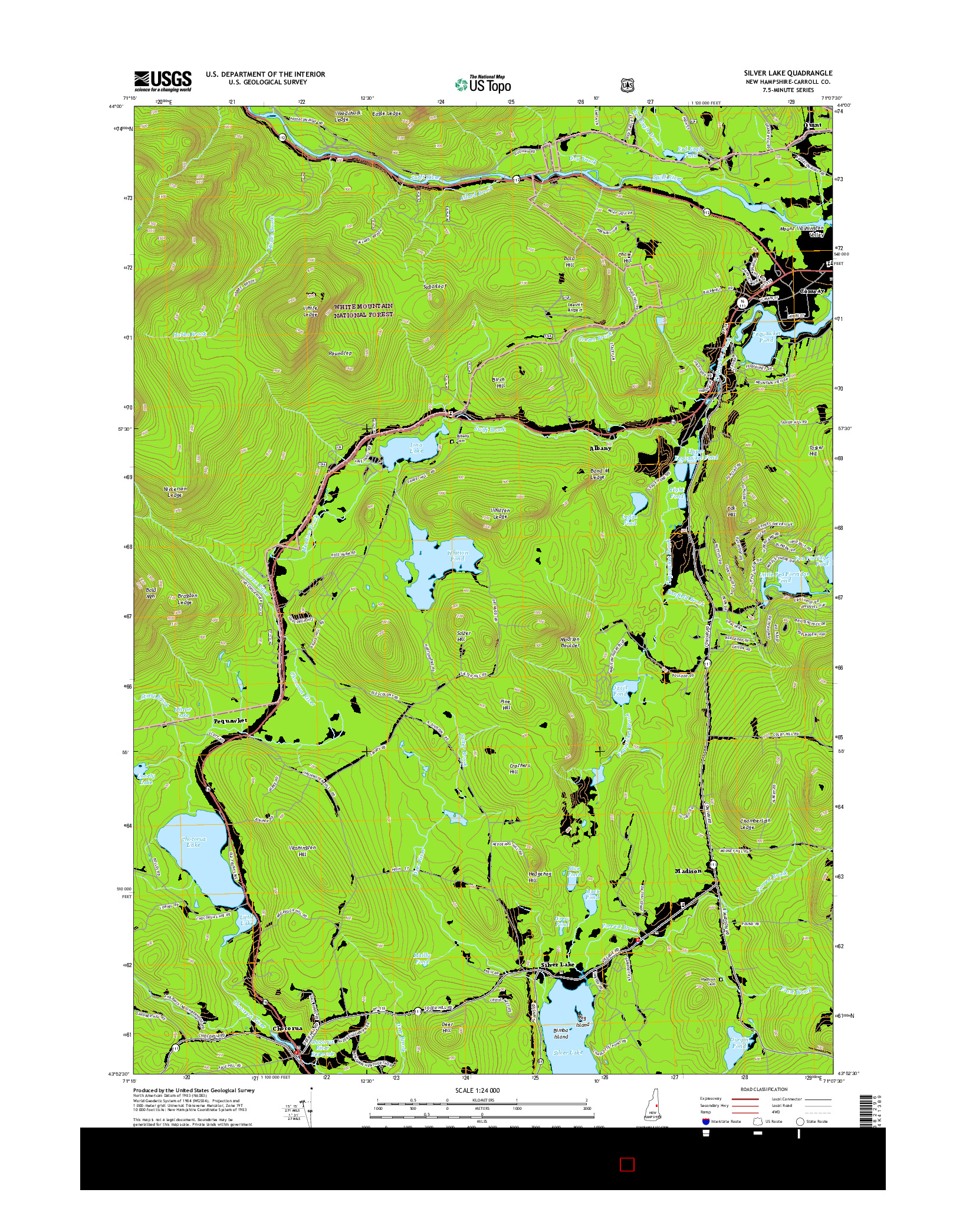 USGS US TOPO 7.5-MINUTE MAP FOR SILVER LAKE, NH 2015