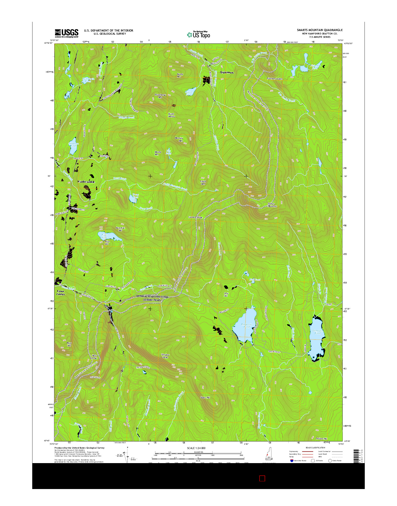 USGS US TOPO 7.5-MINUTE MAP FOR SMARTS MOUNTAIN, NH 2015